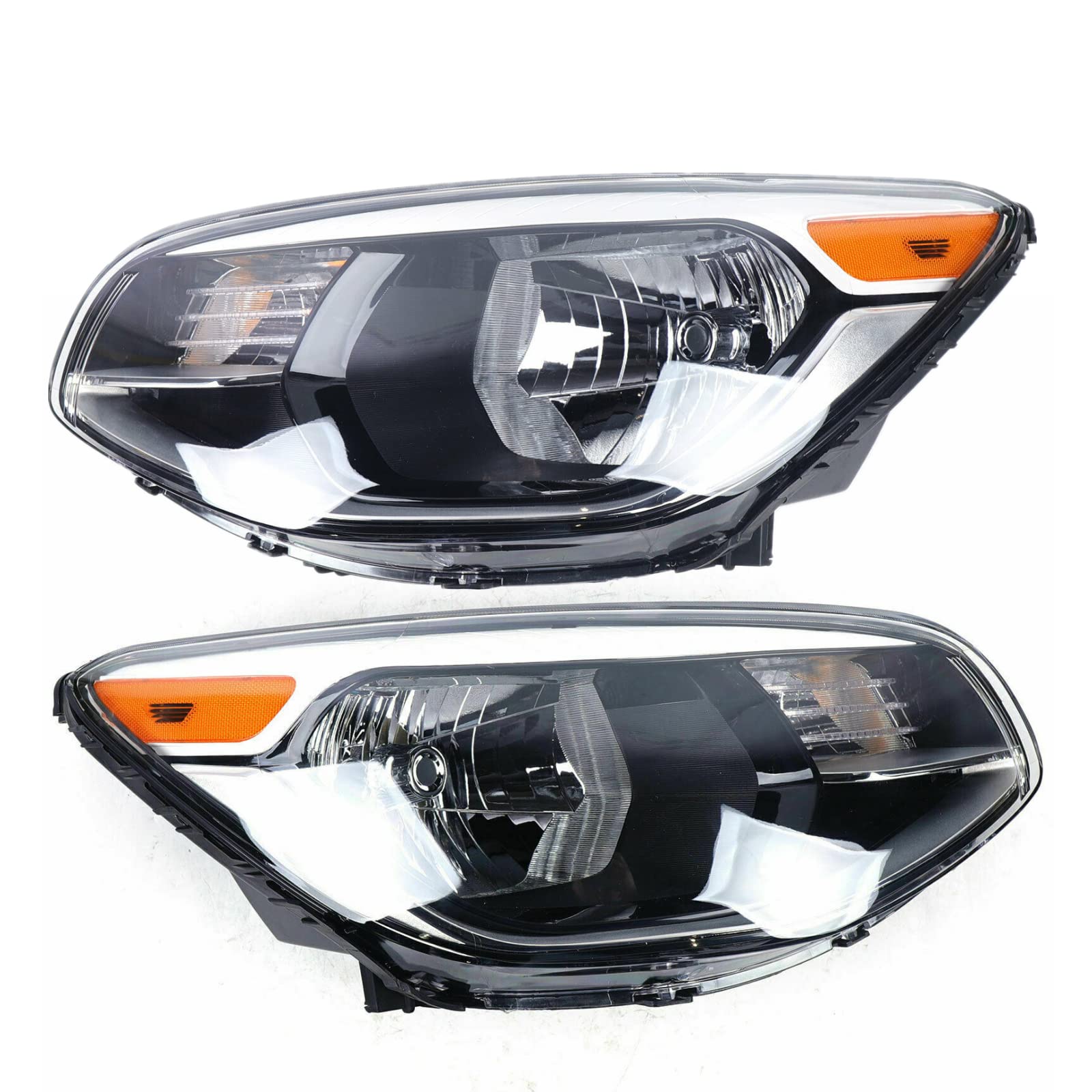 Kia Soul Headlights Pair Set - Clear Lens Halogen Projector Headlamp Assembly Compatible with 2014-2019 Kia Soul (Driver & Passenger Side) | Perfect for Night Driving & Foggy Conditions