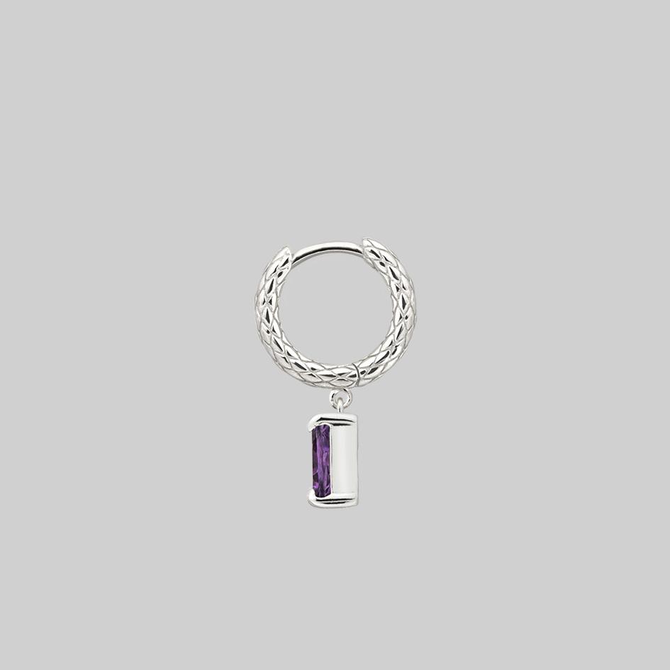 NYMPH Sterling Silver Amethyst Rectangle Dangle Hoop Earrings for Women | Elegant Jewelry Gift for Birthday, Anniversary & Special Occasions