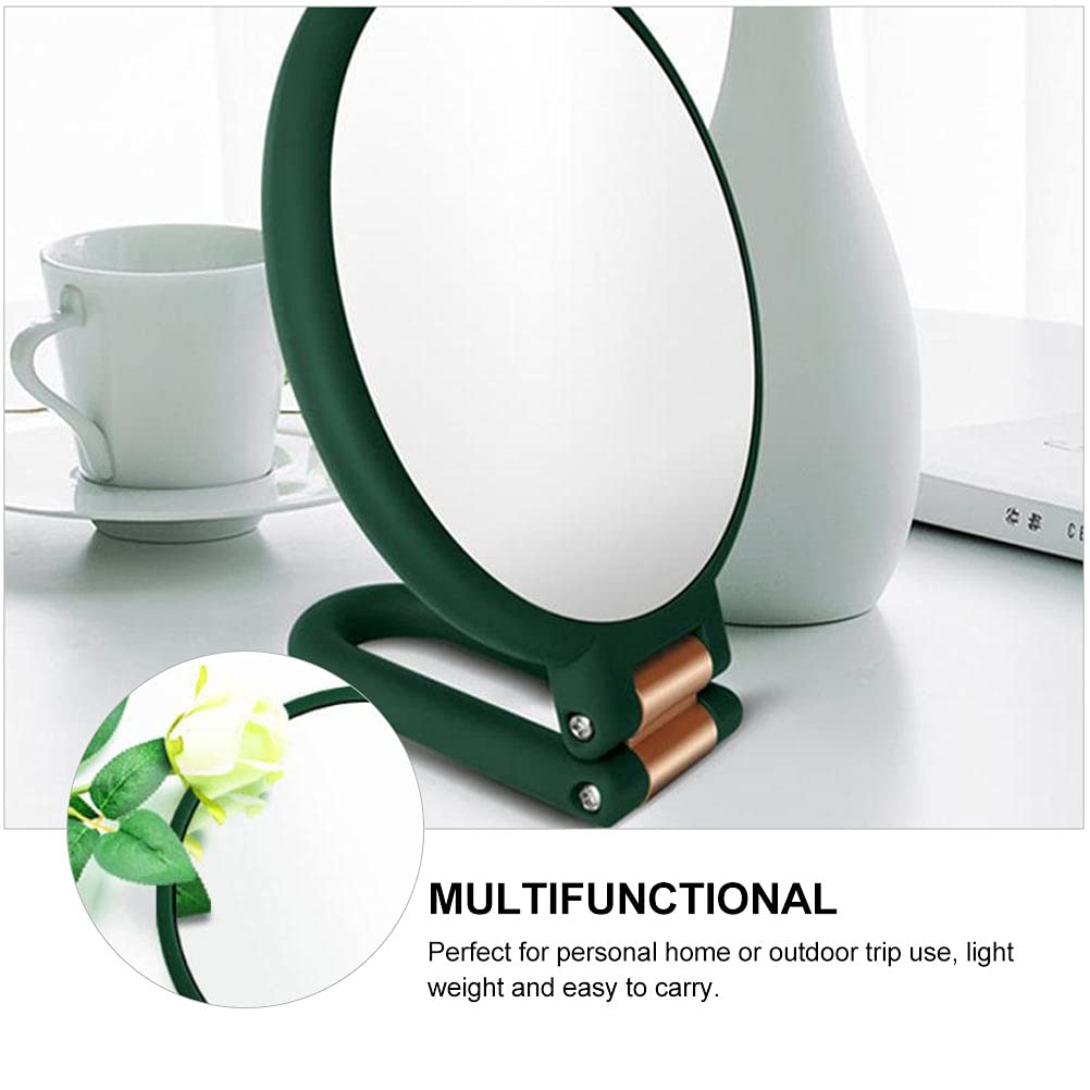 2PCS Folding Desktop Makeup Mirror - Small Double-Sided Portable Cosmetic Mirror with LED Lights for Home & Travel | Perfect for Vanity, Dressing Table, and On-the-Go Touch Ups