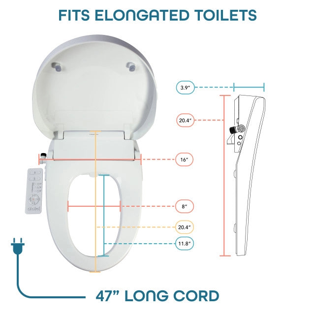 BidetMate 3000 Series Smart Bidet Toilet Seat with Warm Water Wash, Heated Seat & Remote Control - Perfect for Modern Bathrooms & Elderly Comfort