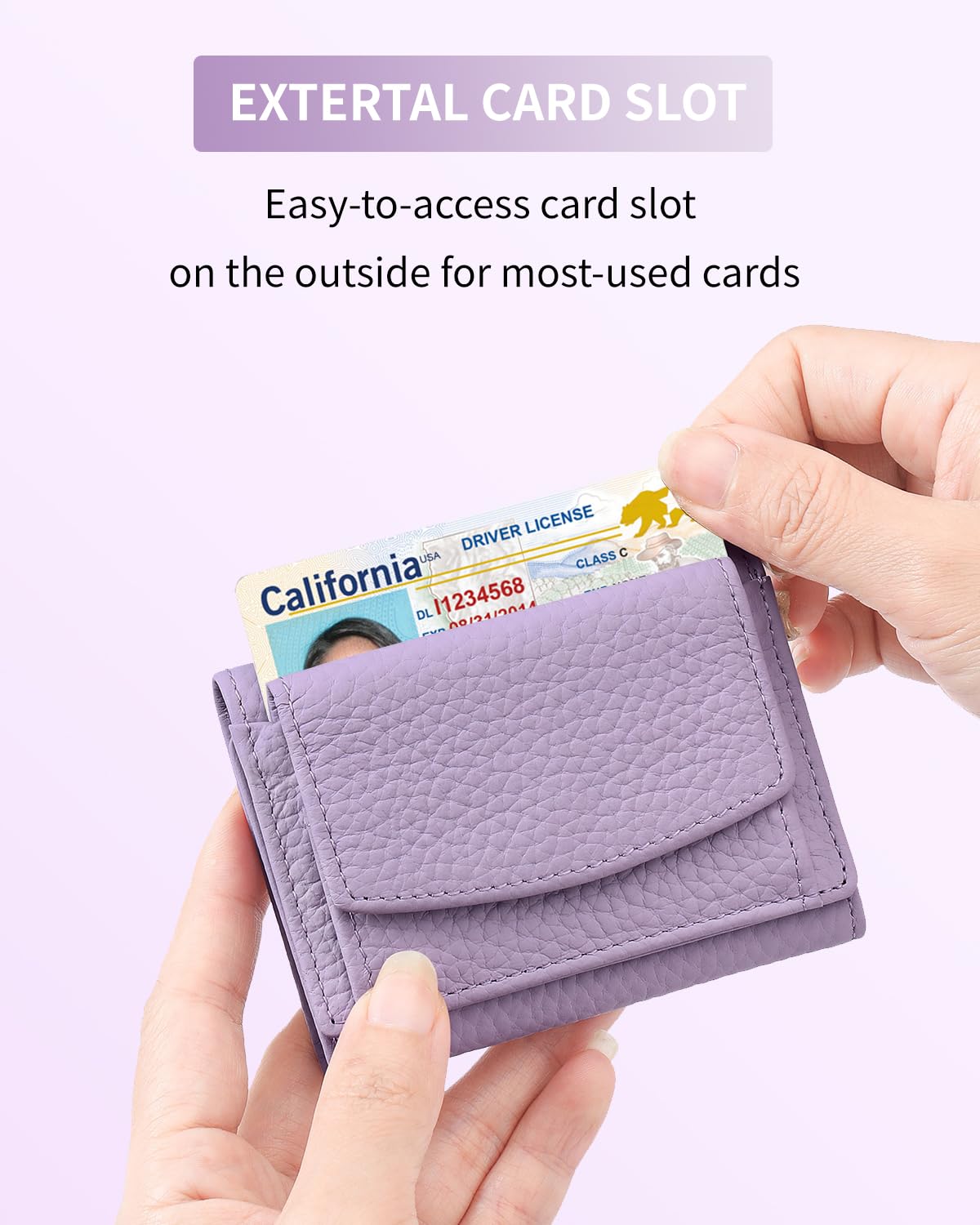RFID Blocking Small Leather Wallet for Women - Compact Trifold Wallet with Coin Pouch, Cash Slot & Multiple Card Holders | Light Purple | Perfect for Everyday Use, Travel & Gift Giving