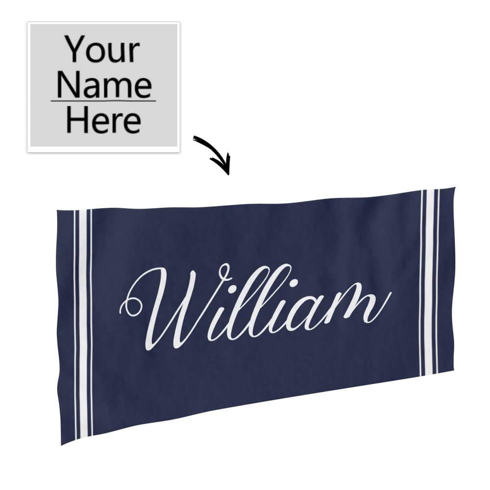 Custom Personalized Beach Towels for Men & Adults - Quick Dry Duck Blue Towel with Name - Perfect for Pool, Beach, Vacation & Summer Gifts