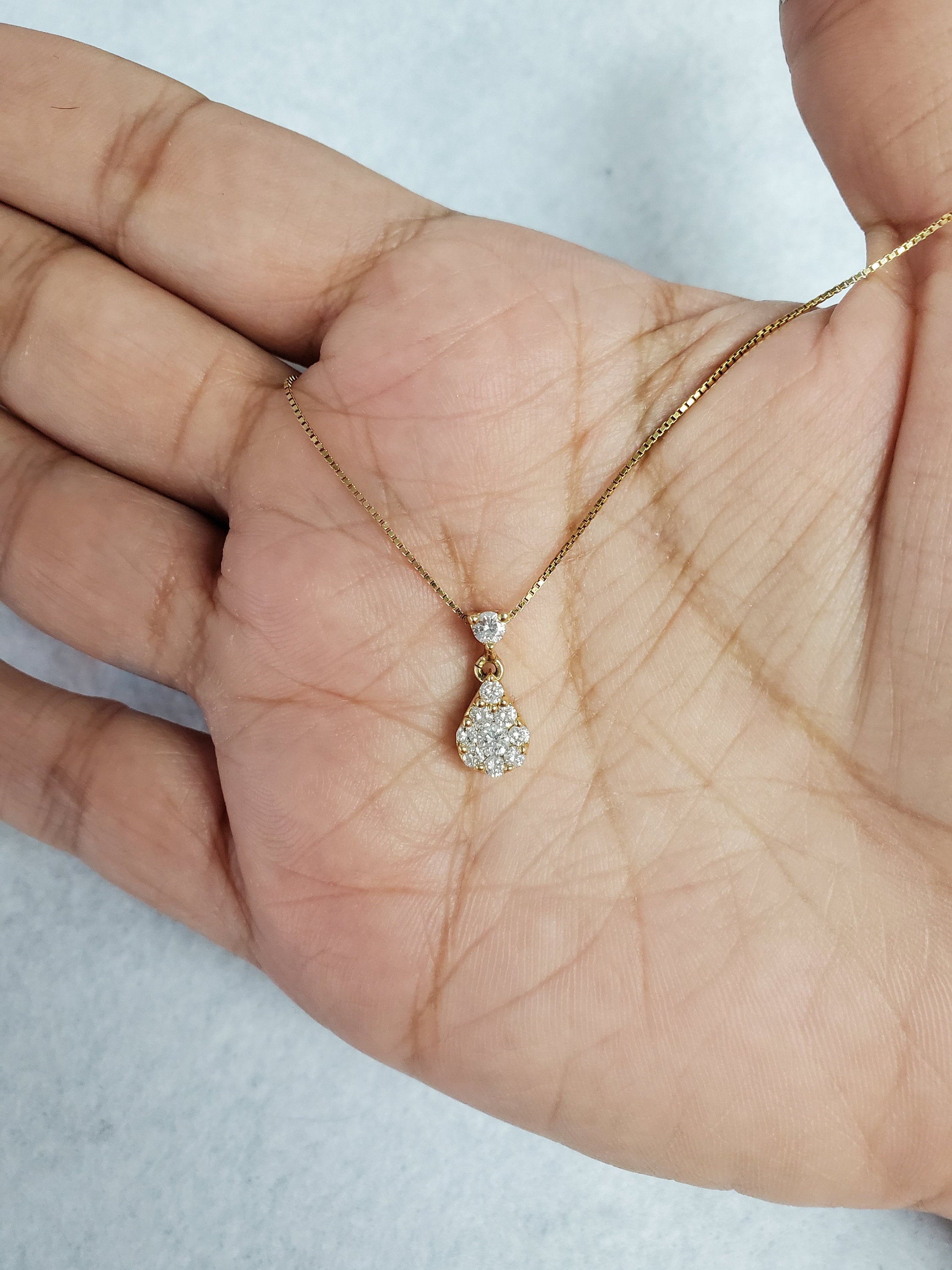 0.5 Carat Diamond Teardrop Pendant Necklace in 14K Yellow Gold - Elegant Jewelry Gift for Women, Perfect for Weddings, Anniversaries & Special Occasions
