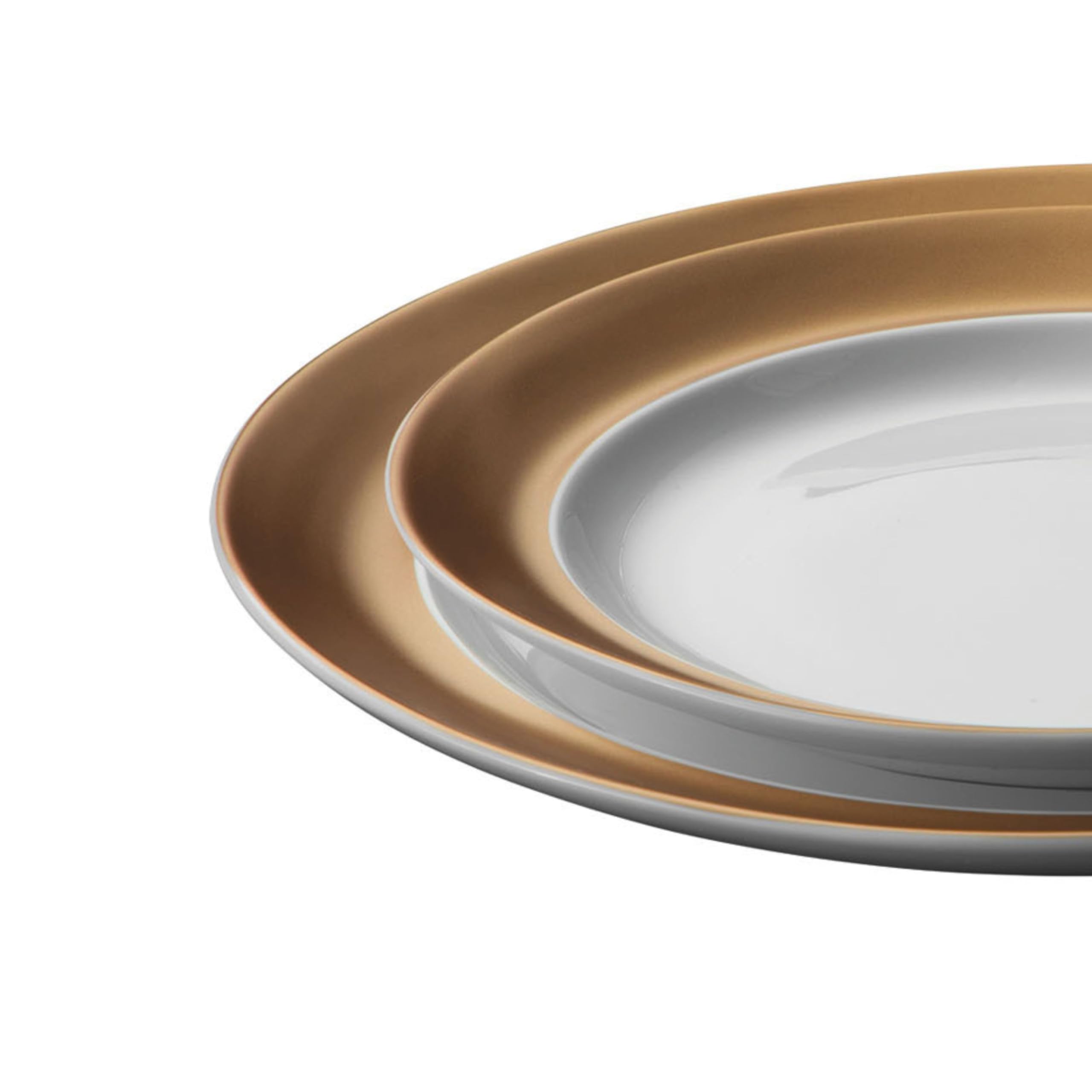 BergHOFF GEM 6-Piece Porcelain Dinnerware Set - Deep Plate, Small Plate, Coffee Mug & Saucer - Elegant White & Gold Glossy Finish - Dishwasher Safe - Perfect for Daily Use, Dinner Parties & Tea Time