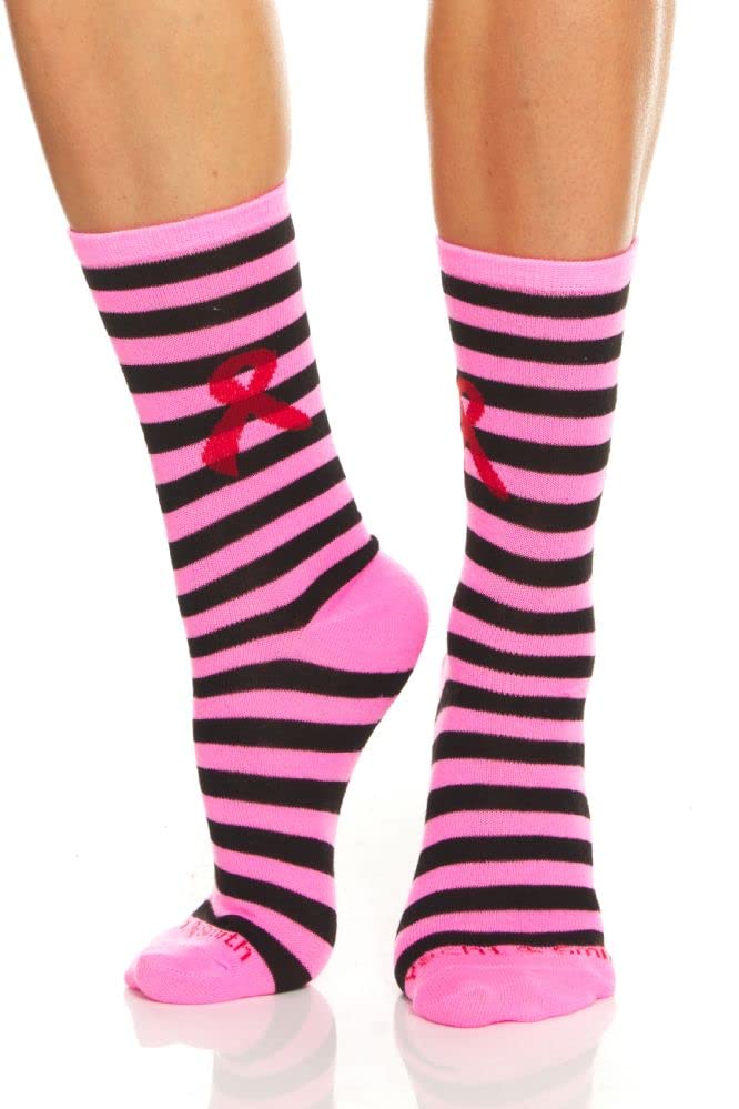 Yacht & Smith 60 Pairs Pink Ribbon Breast Cancer Awareness Socks for Women - Ankle & Crew Socks (Assorted Crew B) - Comfortable Support Socks for Cancer Survivors, Fundraisers & Awareness Events