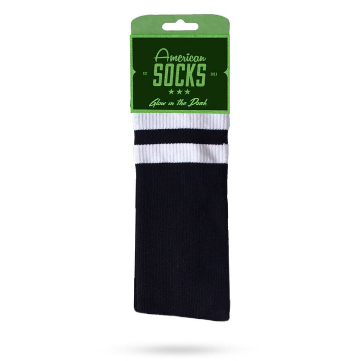 Glow in the Dark Mid High Socks - Black American Style for Night Running & Outdoor Activities