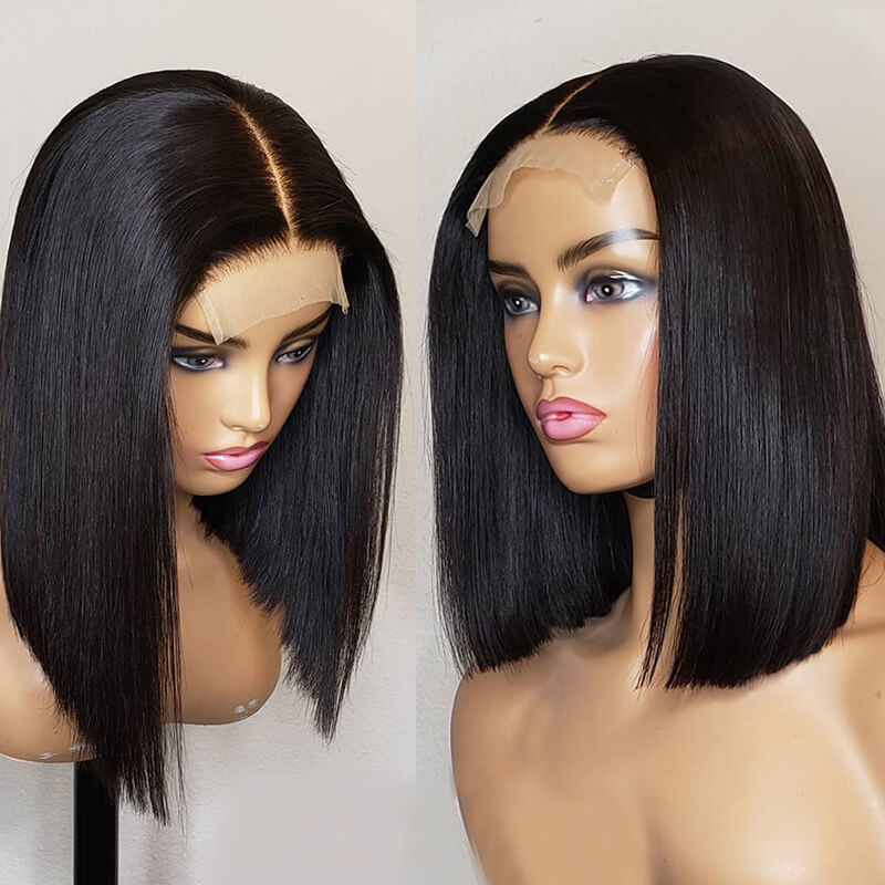 Human Hair Wigs Sale - 2 Pack Straight 4x4 Lace Closure Bob Wig with Free 13x4 Pixie Curl Wig | $99 Bundle for Natural Look & Styling | Perfect for Daily Wear, Cosplay & Special Occasions
