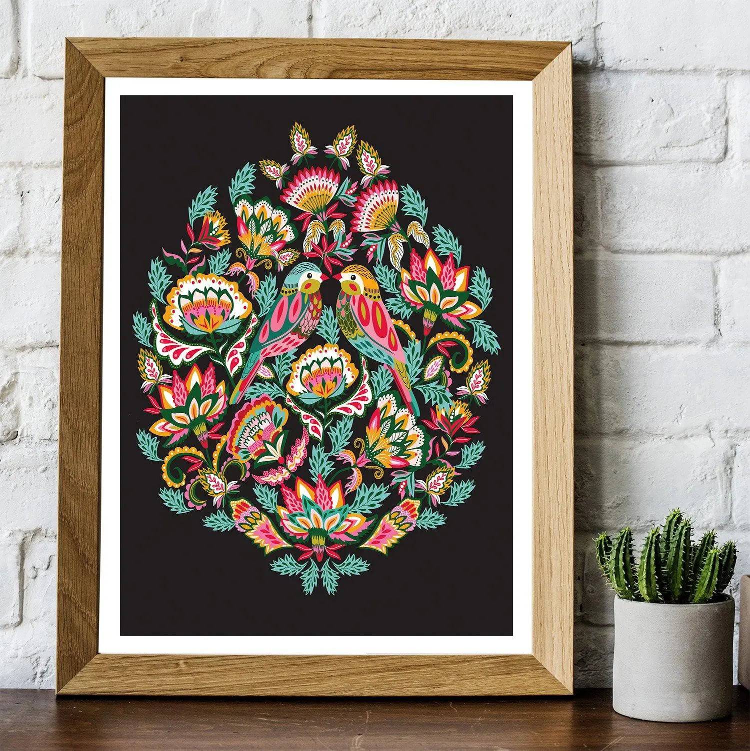 Bejeweled Birds Modern Wall Art Print - Vibrant Home Decor for Living Room, Bedroom & Office - Perfect Gift for Bird Lovers