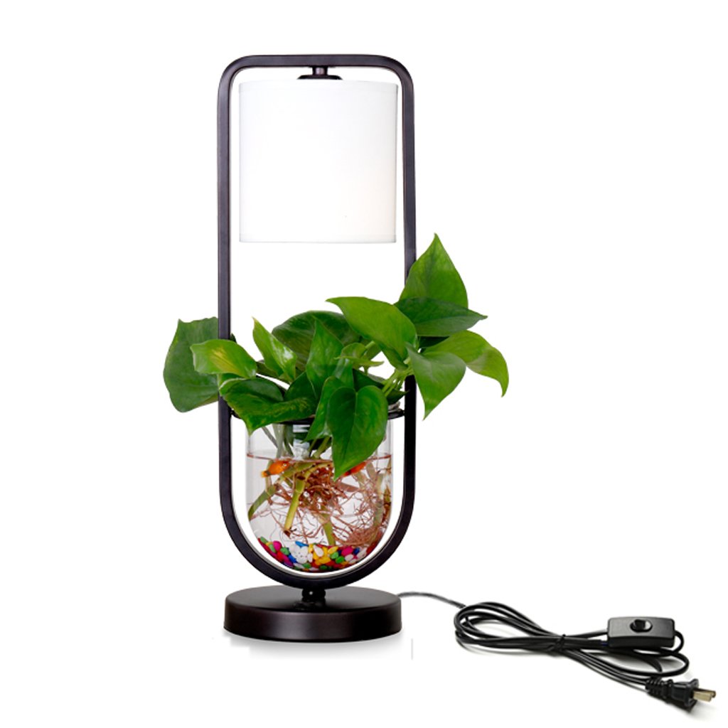Modern LED Desk Lamp for Home Office - Adjustable Brightness, Eye Protection, Creative Vase Fish Tank & Green Plant Design - Perfect for Living Room, Bedroom, Bar, Restaurant, Study & Nightstand Use