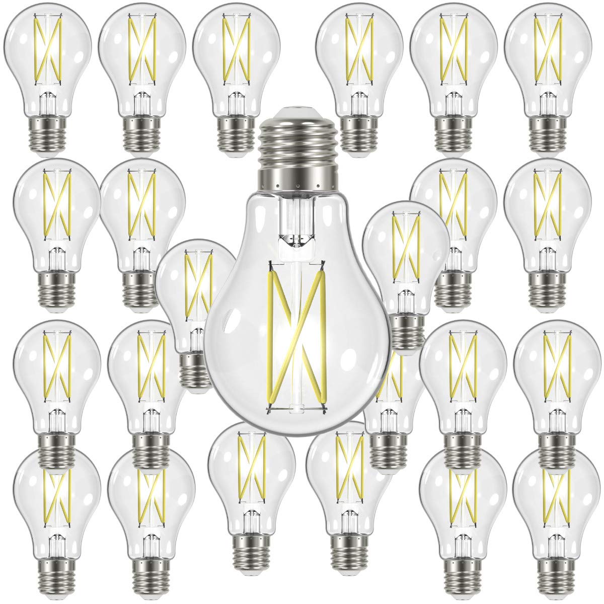 Satco S12414 Dimmable LED Filament Light Bulbs - 8W A19, 2700K Warm White, 90 CRI, 120V - High Lumen Energy Efficient Clear Glass Bulb with Medium Base - Perfect for Home, Hotel, Retail & Office Lighting (Pack of 24)