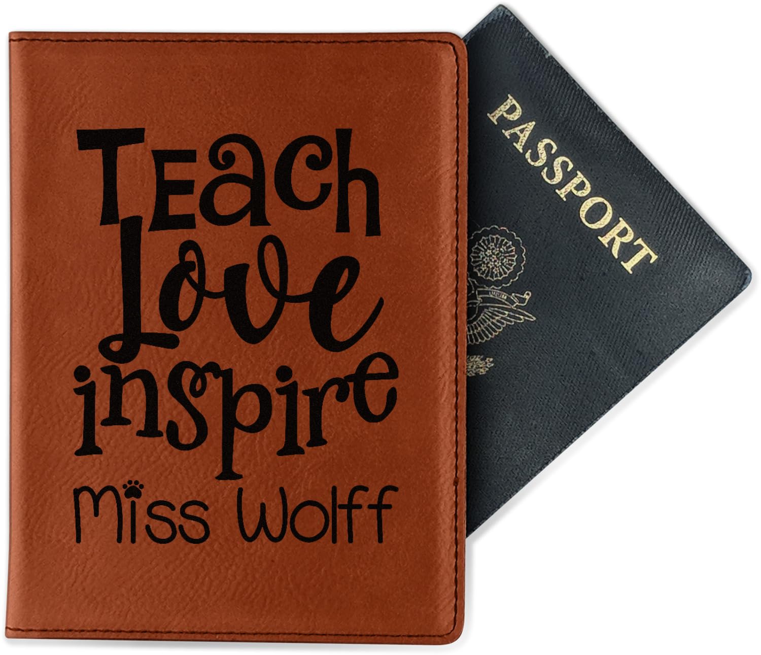 Personalized Teacher Passport Holder - Faux Leather for Travel Gifts