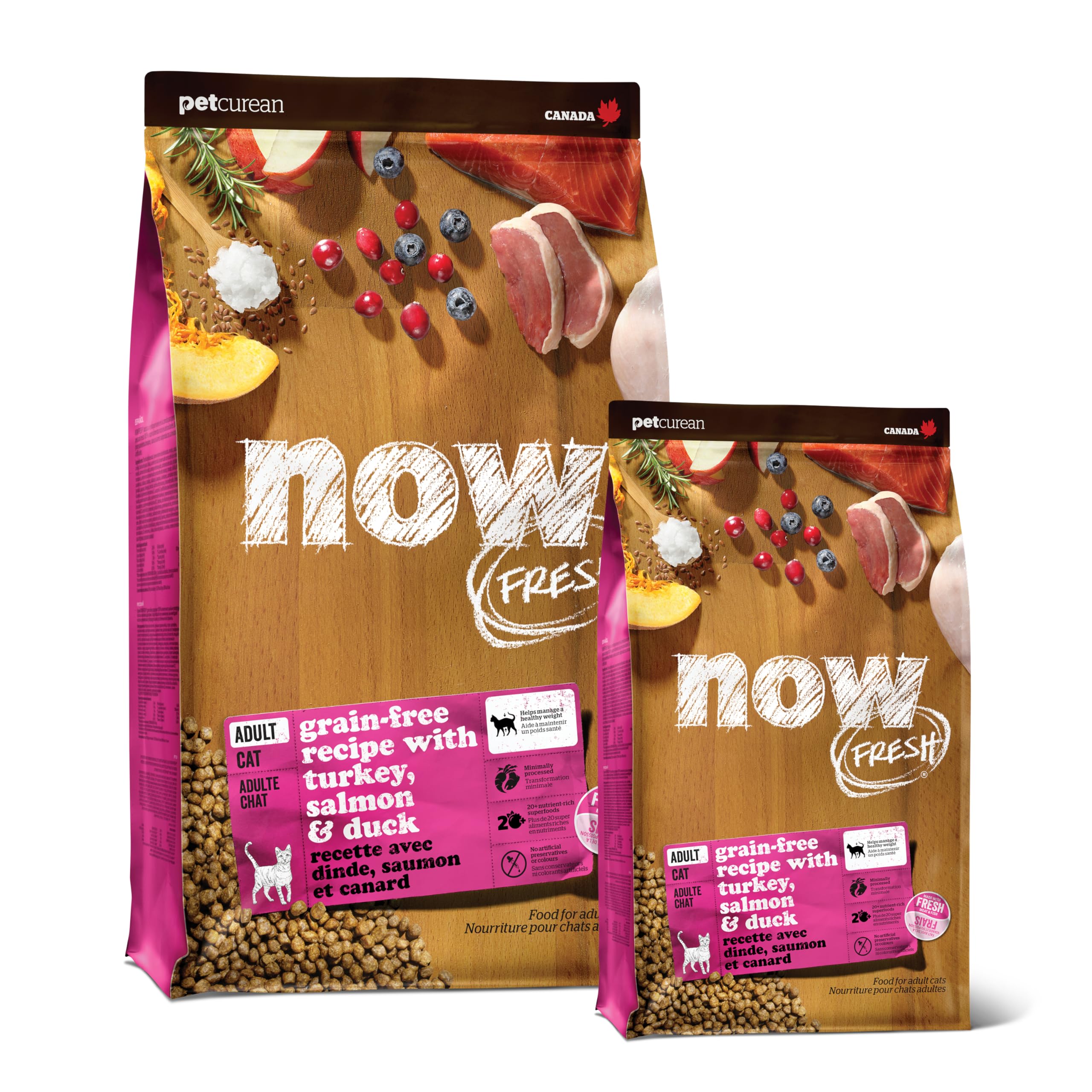 Now Fresh Grain Free Dry Cat Food - Turkey, Salmon & Duck Recipe with Real Meat & Fish - 16lb & 3lb Value Bundle for Adult Cats - Perfect for Indoor & Outdoor Felines