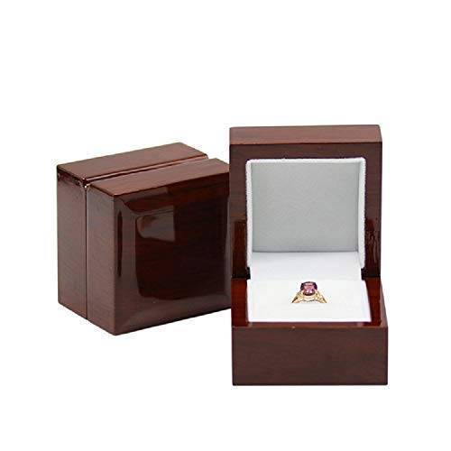 Elegant Rosewood Ring Gift Box - Premium Wooden Jewelry Display Case for Engagement, Wedding & Anniversary Rings - Perfect for Gifting & Storage
