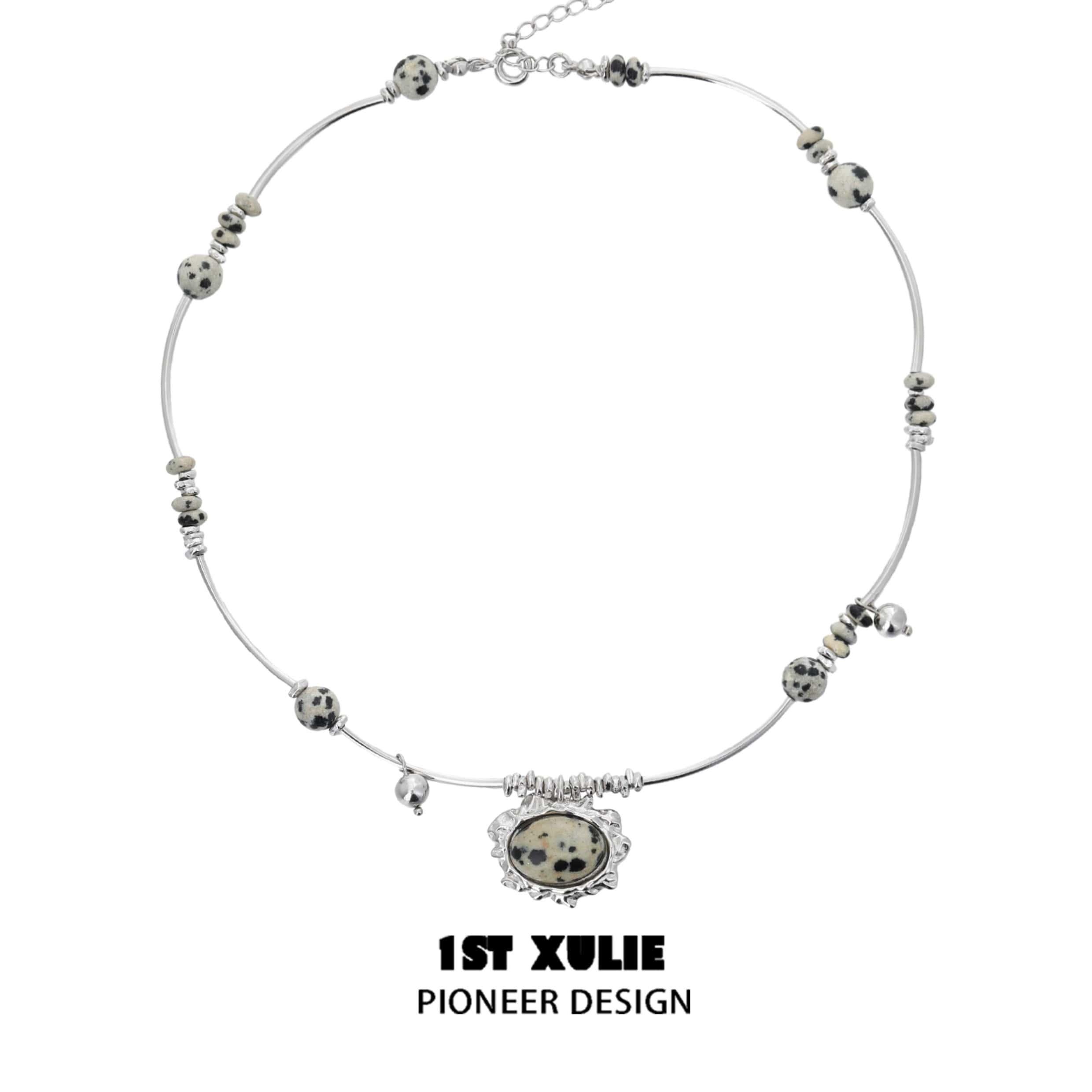 Stone Age S925 Sterling Silver Spotted Stone Pendant Necklace for Women - Elegant Jewelry Gift for Birthday, Anniversary & Special Occasions