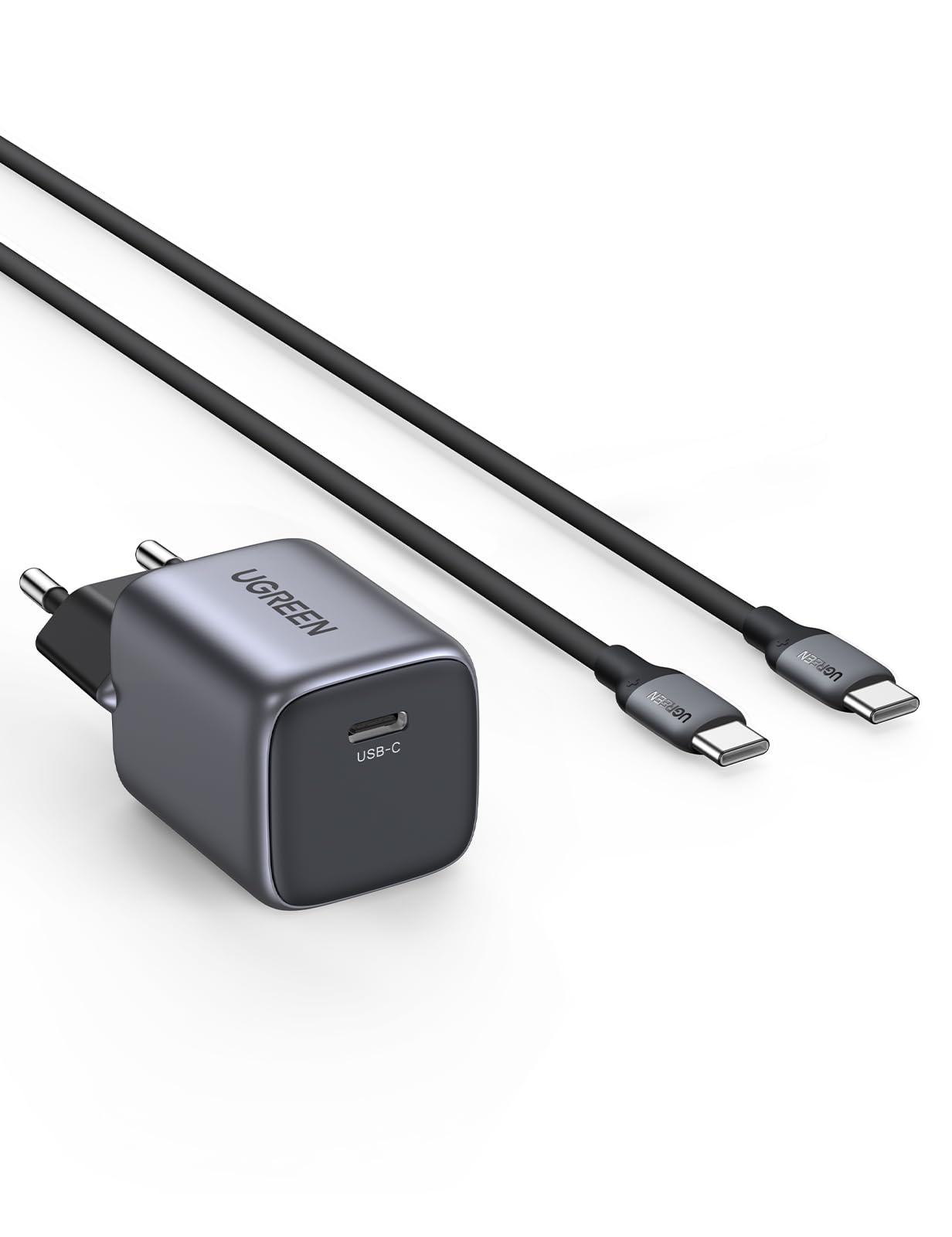 UGREEN Nexode 30W GaN Fast Charger with USB C Cable - Compact PD Charging Block for iPhone 16/15/14/13/12, iPad Pro/Air/Mini, MacBook Air, Galaxy S24/S23/S22, Pixel 9/8 - Fast Charging for Home, Office & Travel