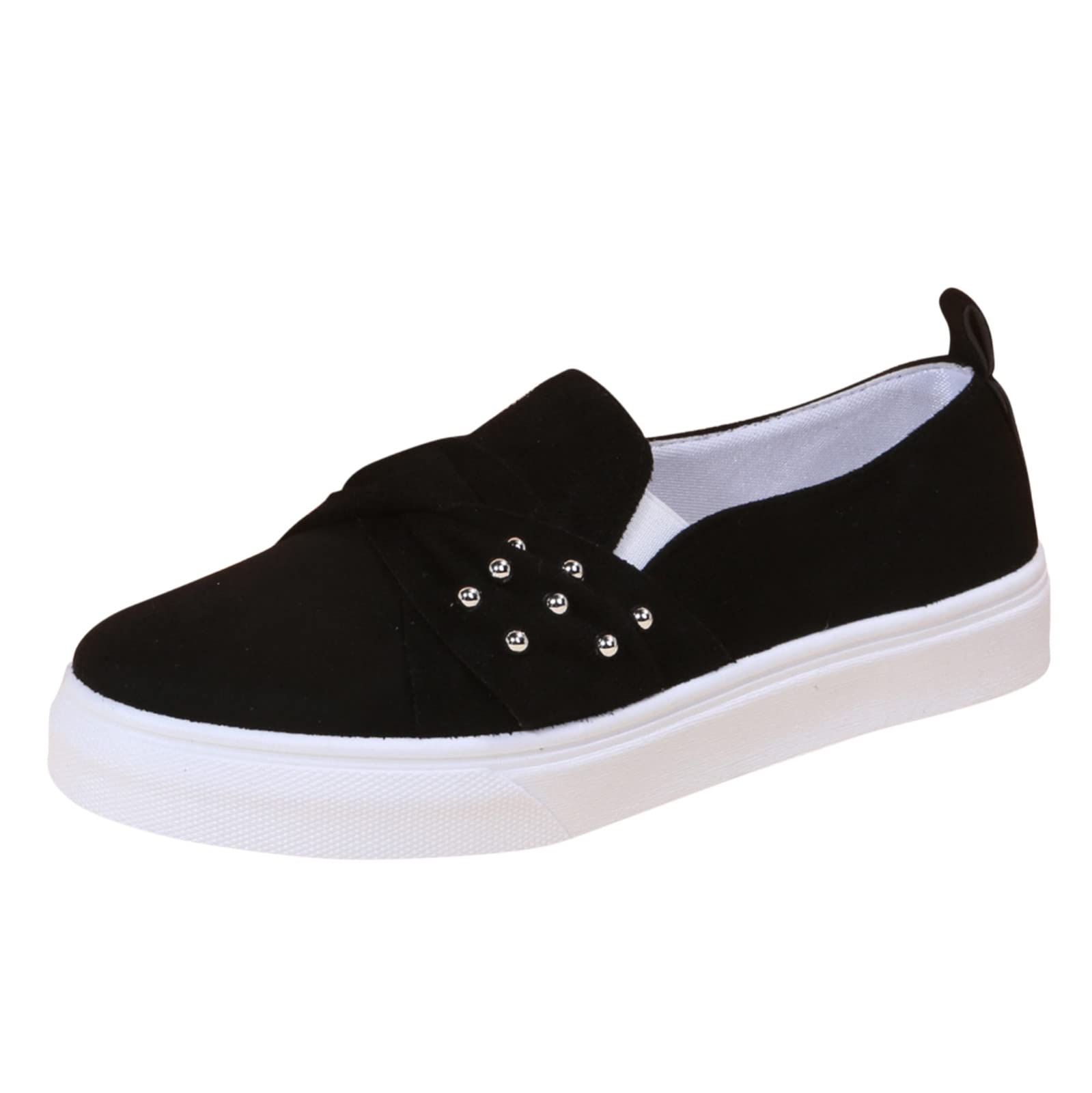 Women's Casual Suede Flat Shoes with Bowknot - Comfortable & Stylish Slip-On Loafers for Women (Black, Size 8.5) | Perfect for Office, Walking, Travel & Everyday Wear