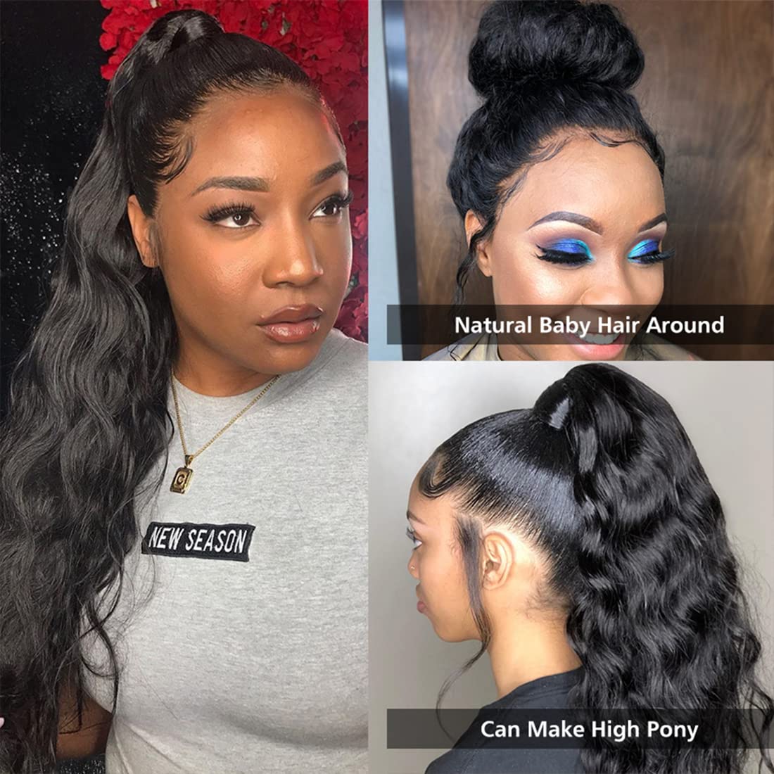 4x4 Lace Front Human Hair Wig | 100% Unprocessed Brazilian Virgin Remy Hair | 30 Inch Body Wave Lace Closure Wig with Baby Hair | 150% Density | Natural Color for Black Women | Perfect for Daily Wear, Special Occasions & Protective Styling