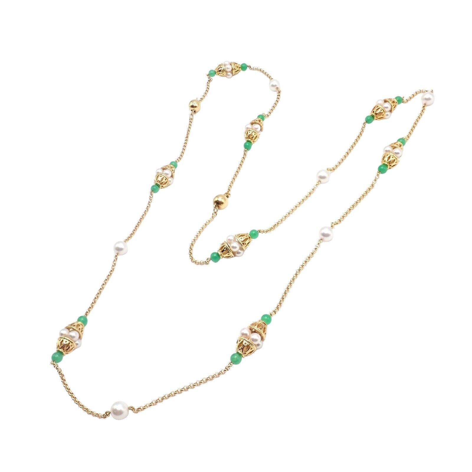 Vintage Mikimoto 18k Yellow Gold Pearl & Chalcedony 32
