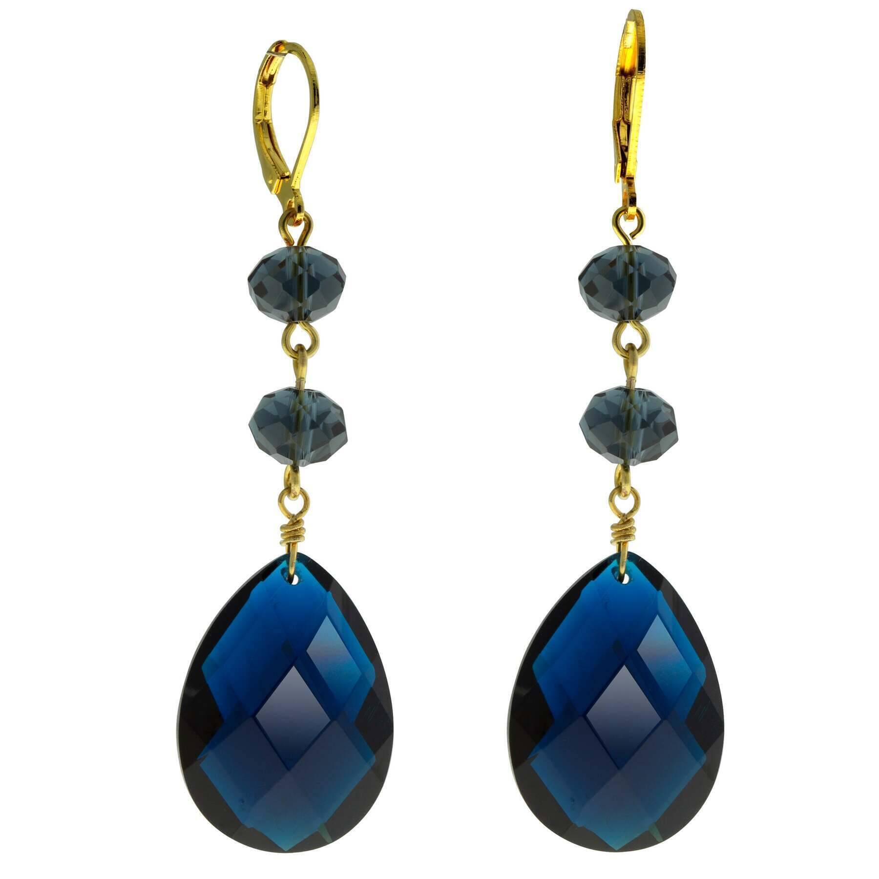 1928 Jewelry Briolette Faceted Teardrop Crystal Bead Drop Earrings - Elegant Dangle Earrings for Women, Perfect for Weddings, Parties & Special Occasions