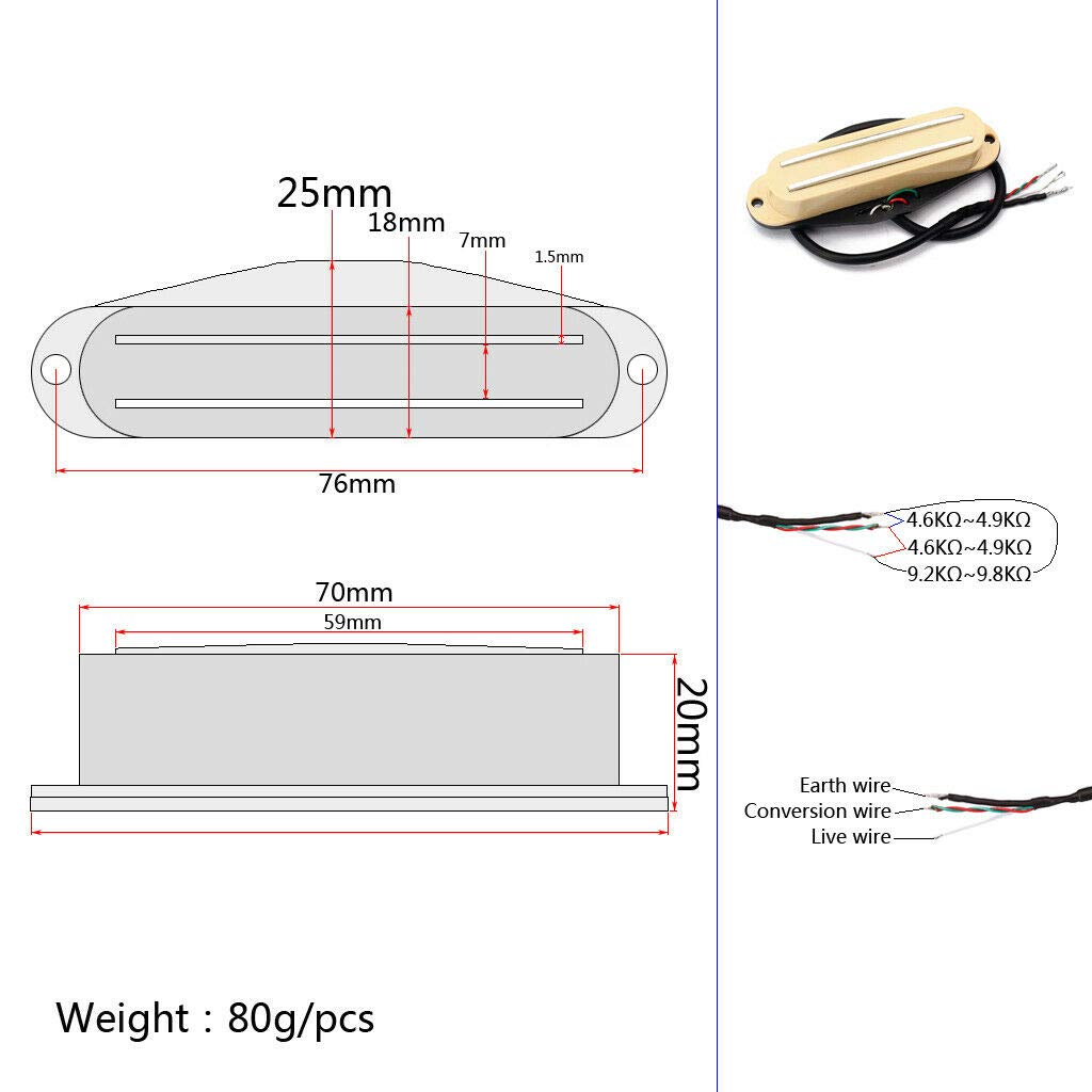 Hot Rail Guitar Pickup Set for Stratocaster & Telecaster - Dual Coil Humbucker for Enhanced Tone & Output - Perfect for Rock, Blues & Metal Performances