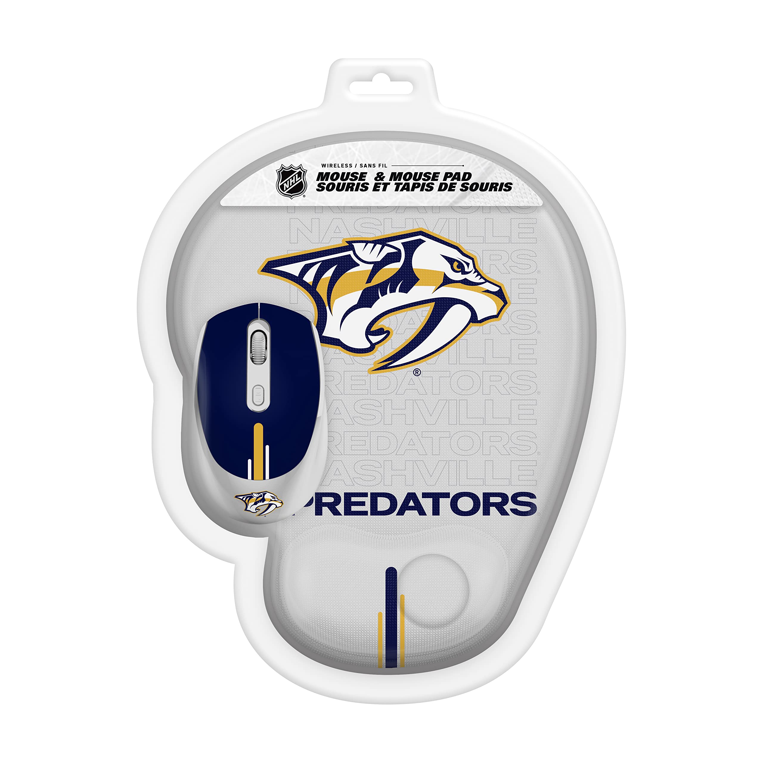 SOAR NHL Nashville Predators Wireless Gaming Mouse with Ergonomic Design & RGB Lighting - Includes Non-Slip Mouse Pad for PC, Laptop, Gaming Setup (Perfect for NHL Fans, Esports & Office Work)