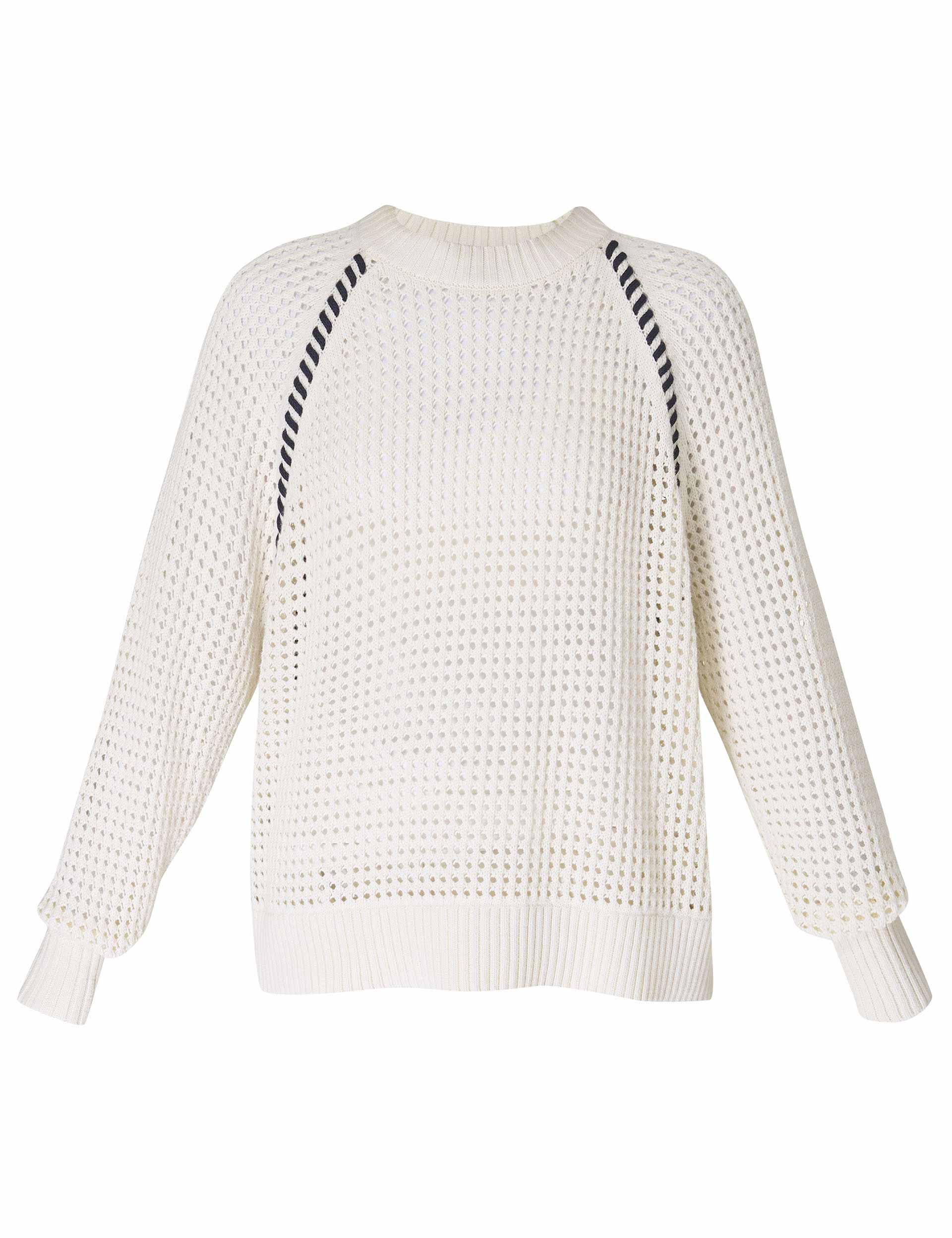 Tides High Whipstitch Jumper - Lily White Women's Casual Knit Sweater | Perfect for Fall & Winter Outfits, Office Wear & Cozy Weekends