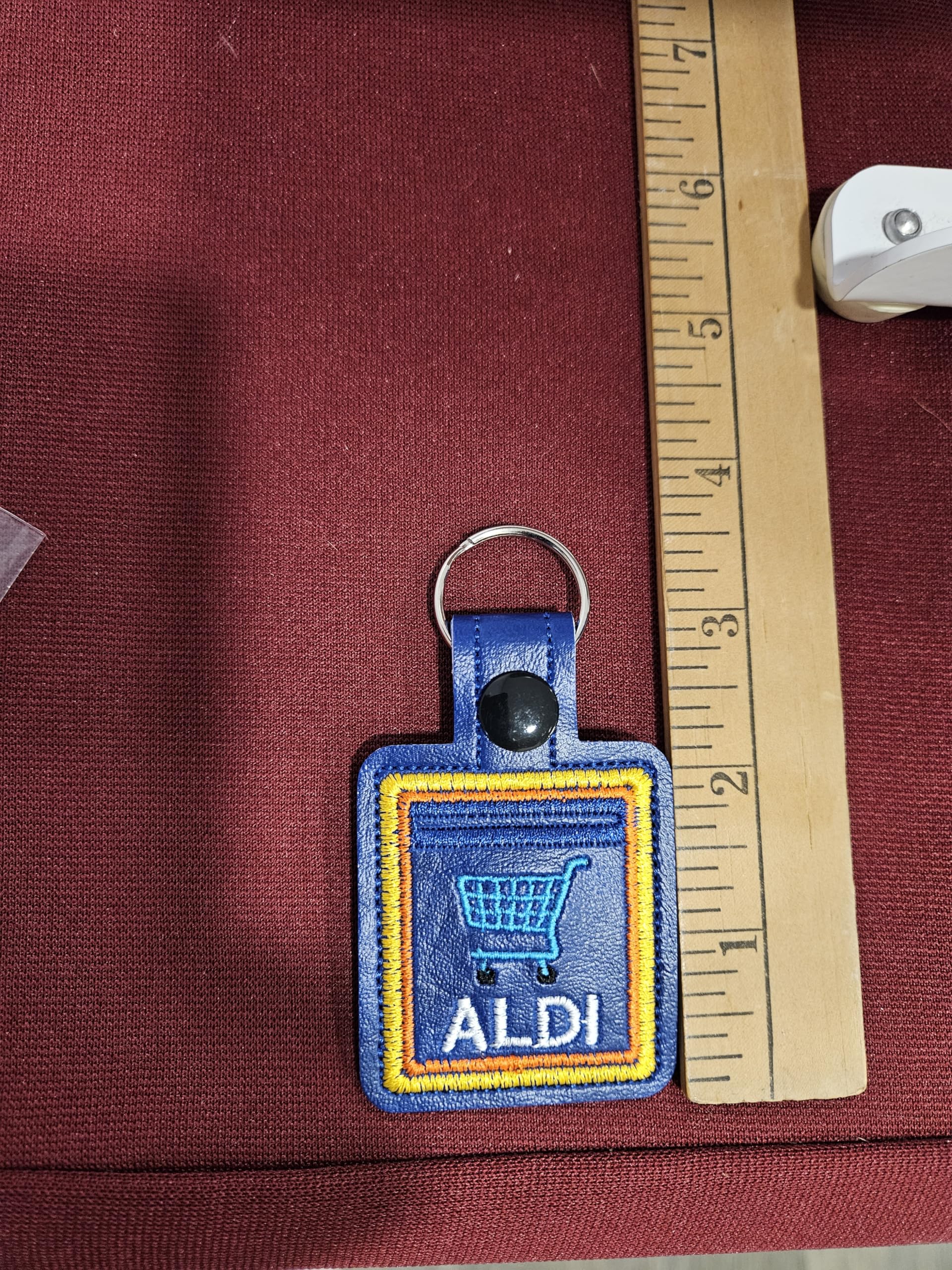 Handmade in USA Aldi Quarter Holder Keychain - Coin Keeper for Shopping Carts | Embroidered Unisex Gift for Grocery Shopping & Convenience