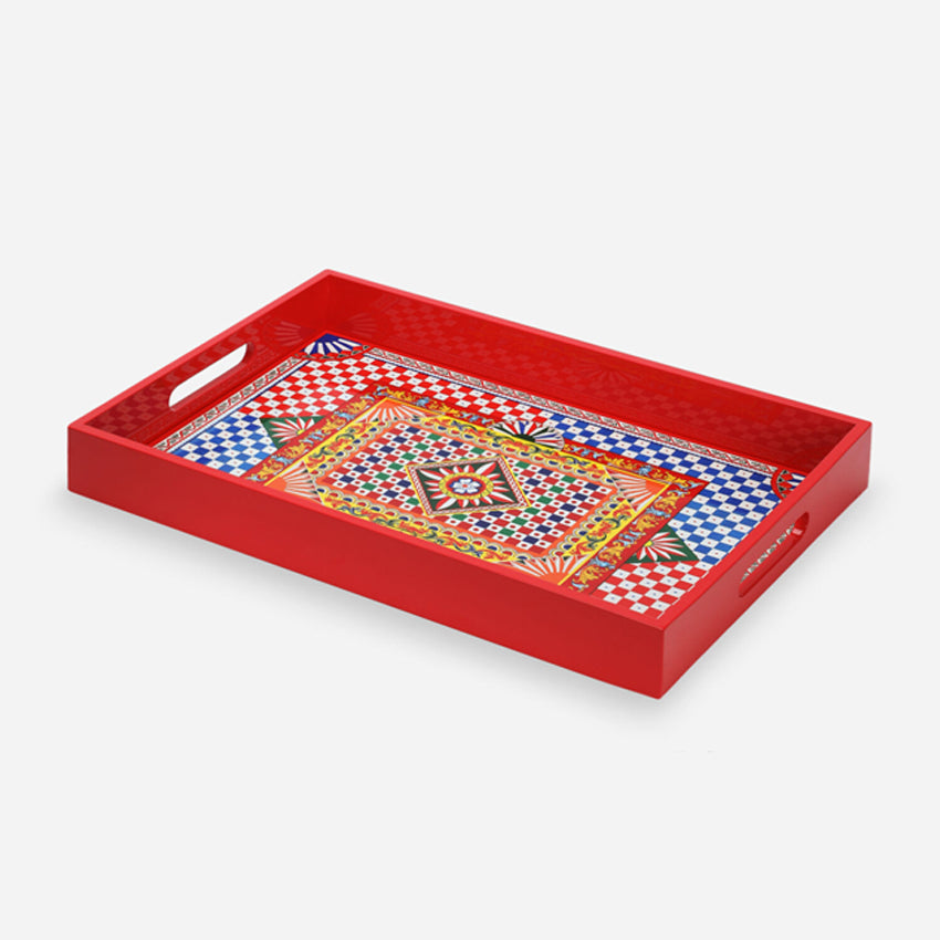 Dolce & Gabbana Casa Luxury Wooden Serving Tray - Elegant Home Decor for Dining, Breakfast in Bed & Entertaining