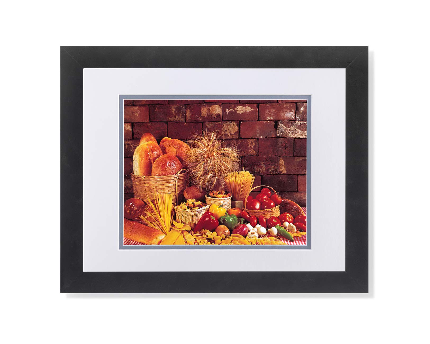 Bread Loaves Pasta Peppers Onions Kitchen Wall Art - Framed Food Photography Print for Home & Restaurant Decor | Perfect for Dining Room, Cafe, or Italian Kitchen Decor