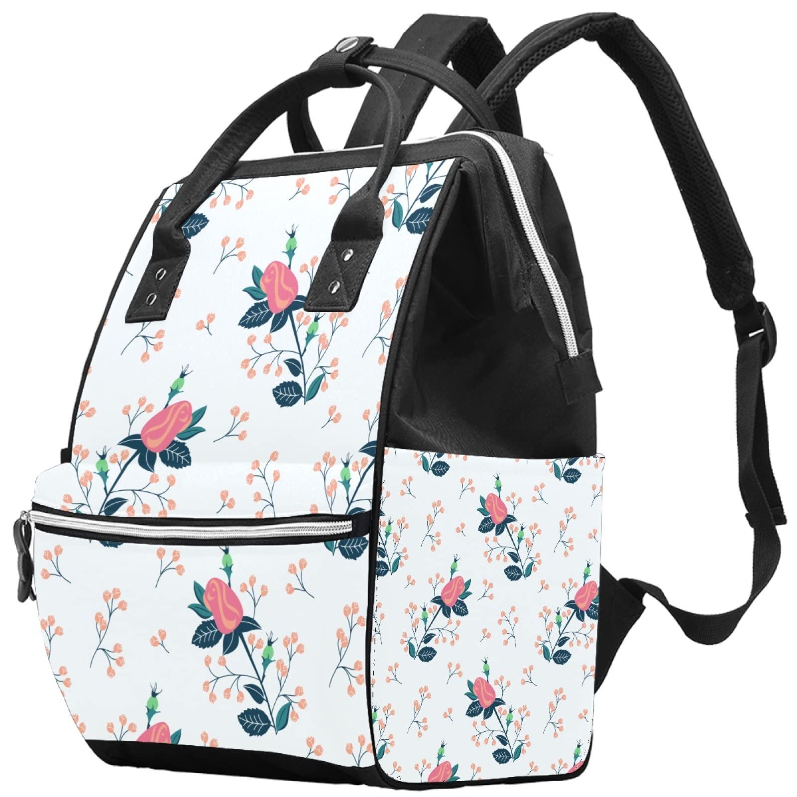Vintage Floral Diaper Backpack for Moms & Dads - Large Capacity Baby Travel Backpack for Girls & Boys - Perfect for Daycare, Travel & Family Outings