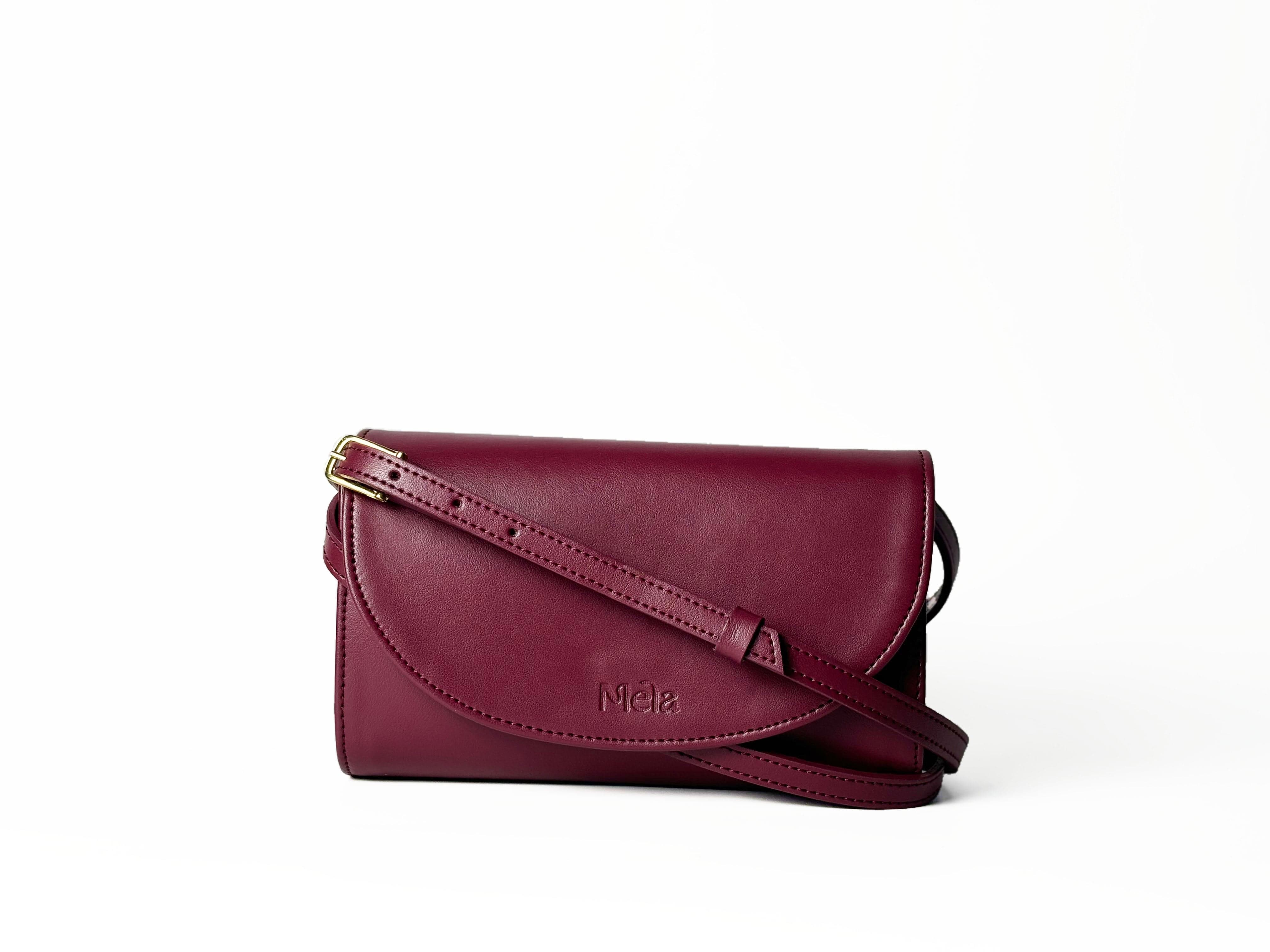 Marlee Apple Leather Vegan Crossbody Bag for Women - Eco-Friendly Deep Red Purse | Perfect for Work, Travel & Everyday Use