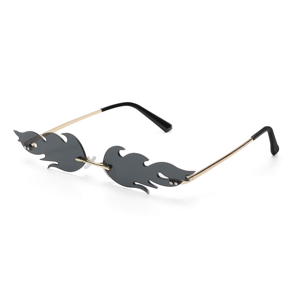 Ovida Bat Sunglasses Rimless Goth Glasses for Women & Men - UV 400 Protection Trendy Eyewear for Halloween Parties, Cosplay & Night Out