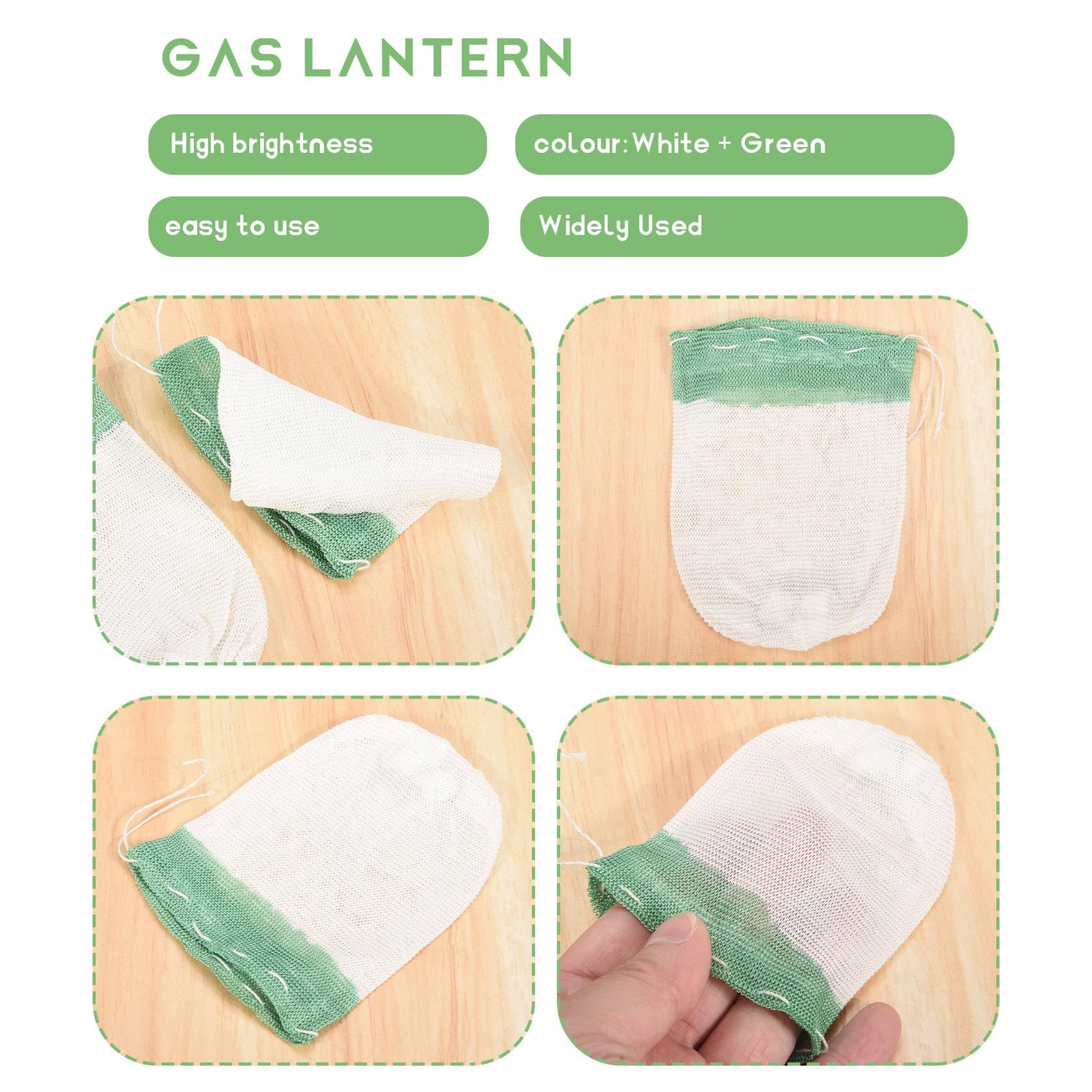 20Pcs Propane Lantern Mantles - Replacement Gas Lanter Mantles for Outdoor Camping, Hiking, Backpacking & Emergency Lighting (Natural, White & Green) - Perfect for Coleman, Gas & Propane Lanterns