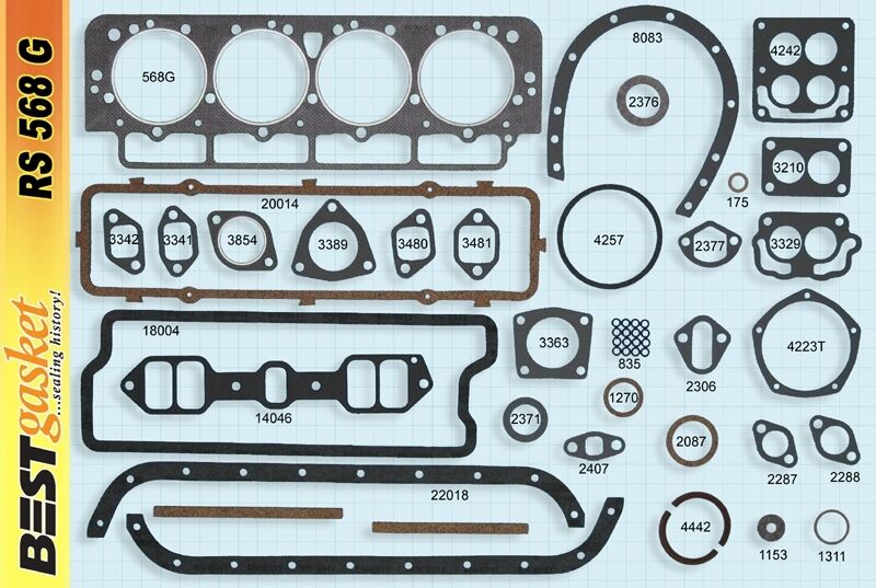 Cadillac 331 Full Engine Gasket Set - Complete Head, Intake, Exhaust & Oil Pan Gaskets for 1949-1955 Models | Perfect for Classic Car Restoration & Engine Rebuild Projects