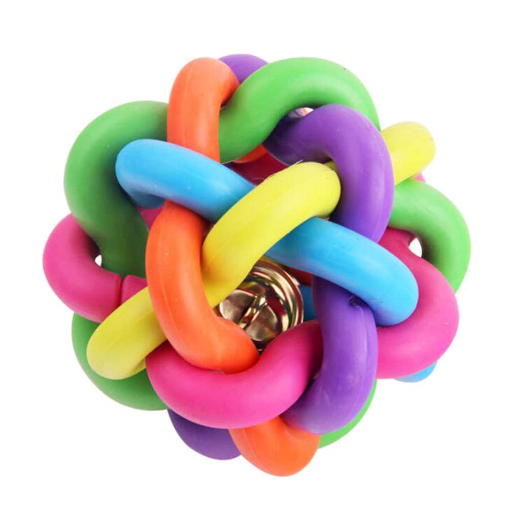 Durable Dog Chew Toy with Bell Sound - Colorful Woven Ball for Puppy Teeth Cleaning & Training - Interactive Pet Toy for Small & Medium Dogs - Perfect for Playtime, Teething Relief & Mental Stimulation