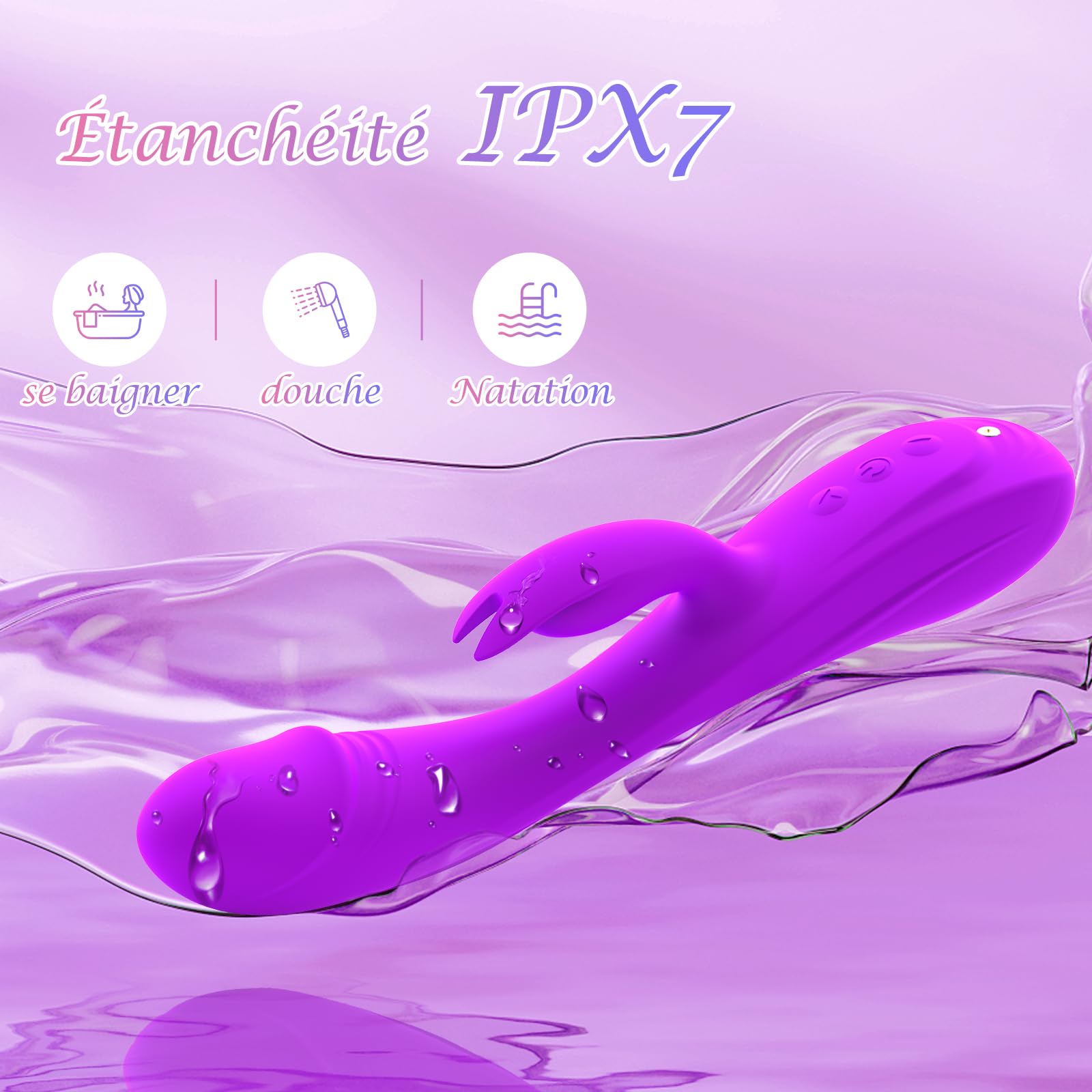 Premium Rabbit Vibrator for Women - 3-in-1 Powerful Clitoral & G-Spot Stimulator with 7x7 Vibration Modes, Couples Sex Toy (Purple) - Perfect for Solo Play, Partner Intimacy & Spicing Up Your Bedroom Life