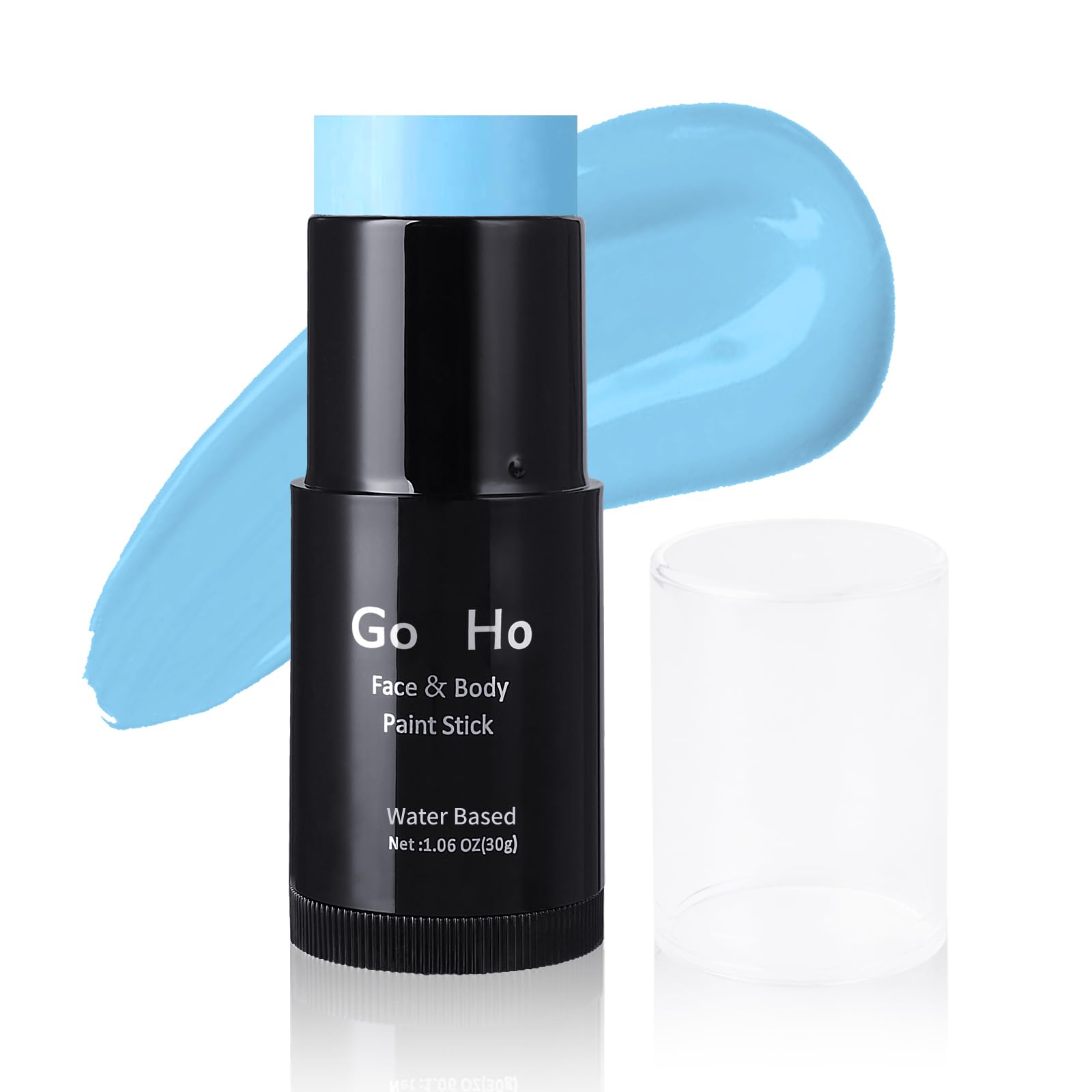 Go Ho Light Blue Face & Body Paint Stick - Water-Based, Washable, Full-Coverage Cream Makeup for Halloween, Cosplay, SFX (Corpse Bride & Sally Looks) - Safe for Adults & Kids - Party, Theater & Costume Events