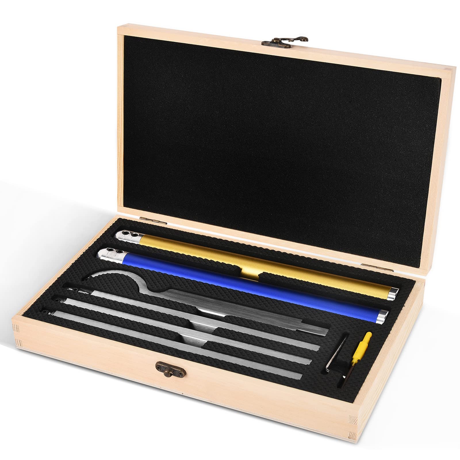 Premium Carbide Lathe Tool Set - Wood Turning Tools with Rougher, Finisher, Swan Neck & Hollowing Tools | Detachable Alloy Handle & Diamond/Square/Round Carbide Inserts | Wooden Case Included | Perfect for Woodturning, Furniture Making & DIY Woodworking Projects