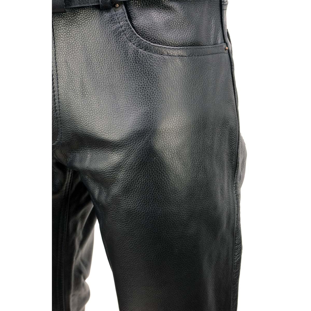 Premium Men's Leather Motorcycle Pants - Milwaukee Leather Classic Fit 5 Pocket Biker Pants LKM5790 for Riding & Casual Wear