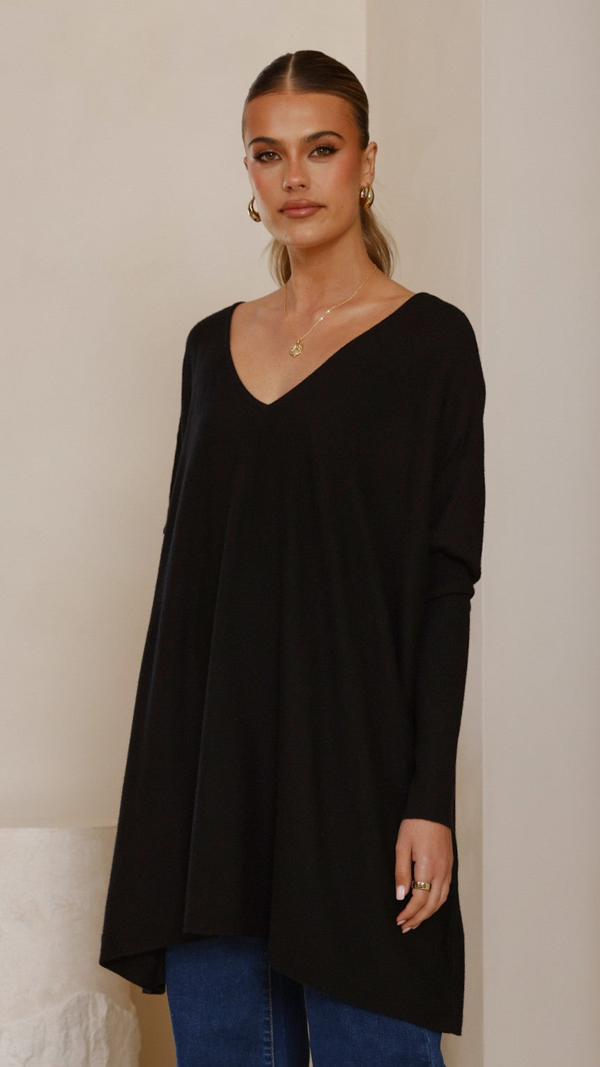 Amalia Knit Top for Women - Soft Stretch Casual T-Shirt, Black - Perfect for Everyday Wear, Office & Outings