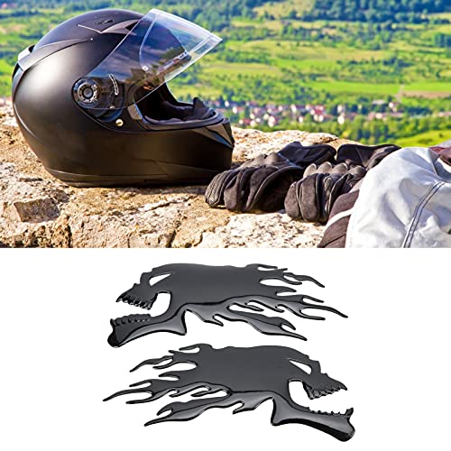 3D Flame Skull Motorcycle Stickers - 2Pcs Fuel Decals for Helmets & Bikes