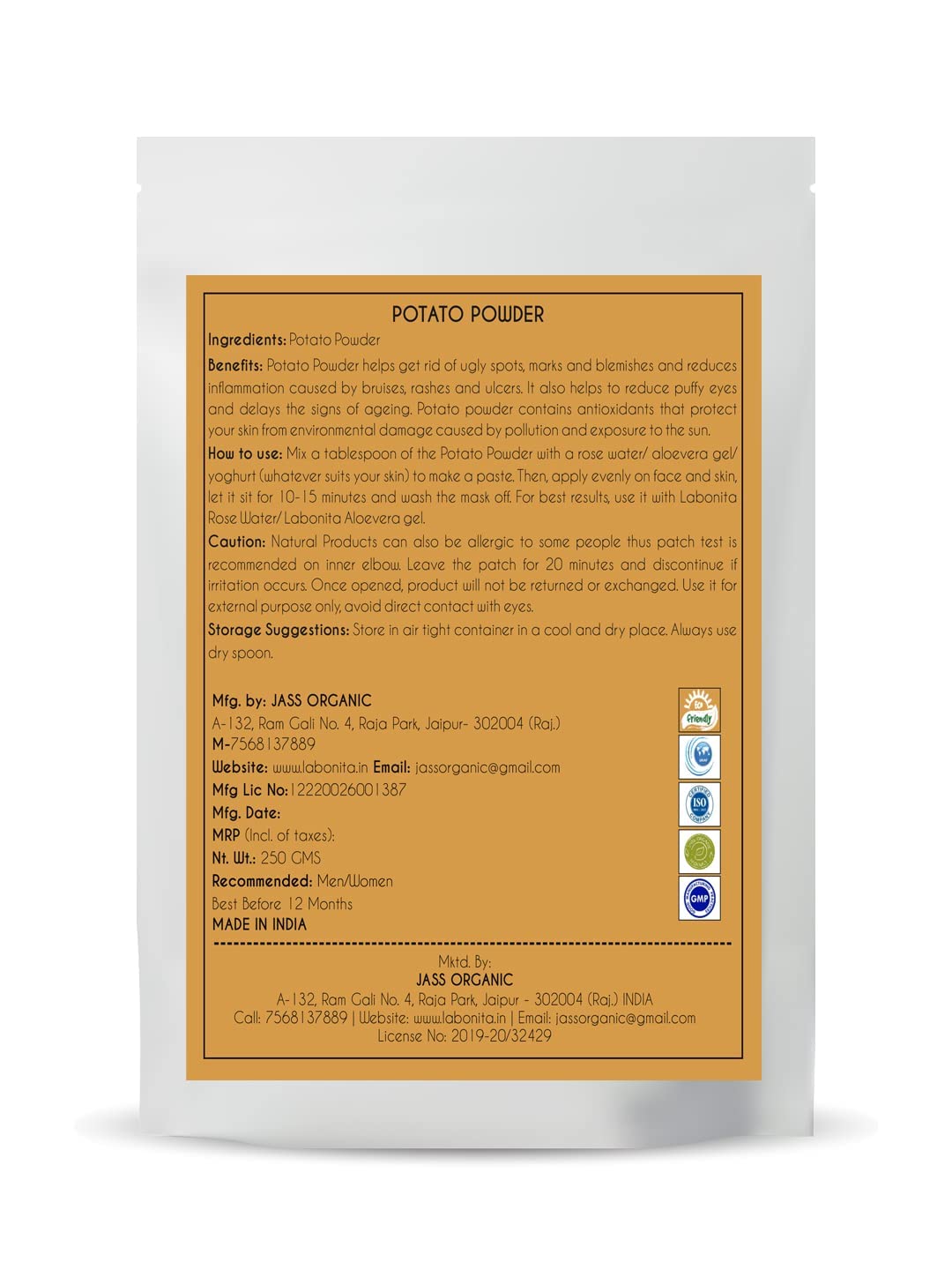 Labonita Potato Powder for Skin & Body - Natural Brightening Face Powder for Glowing Skin | Perfect for DIY Face Masks, Dark Spot Treatment & Skin Care Routine