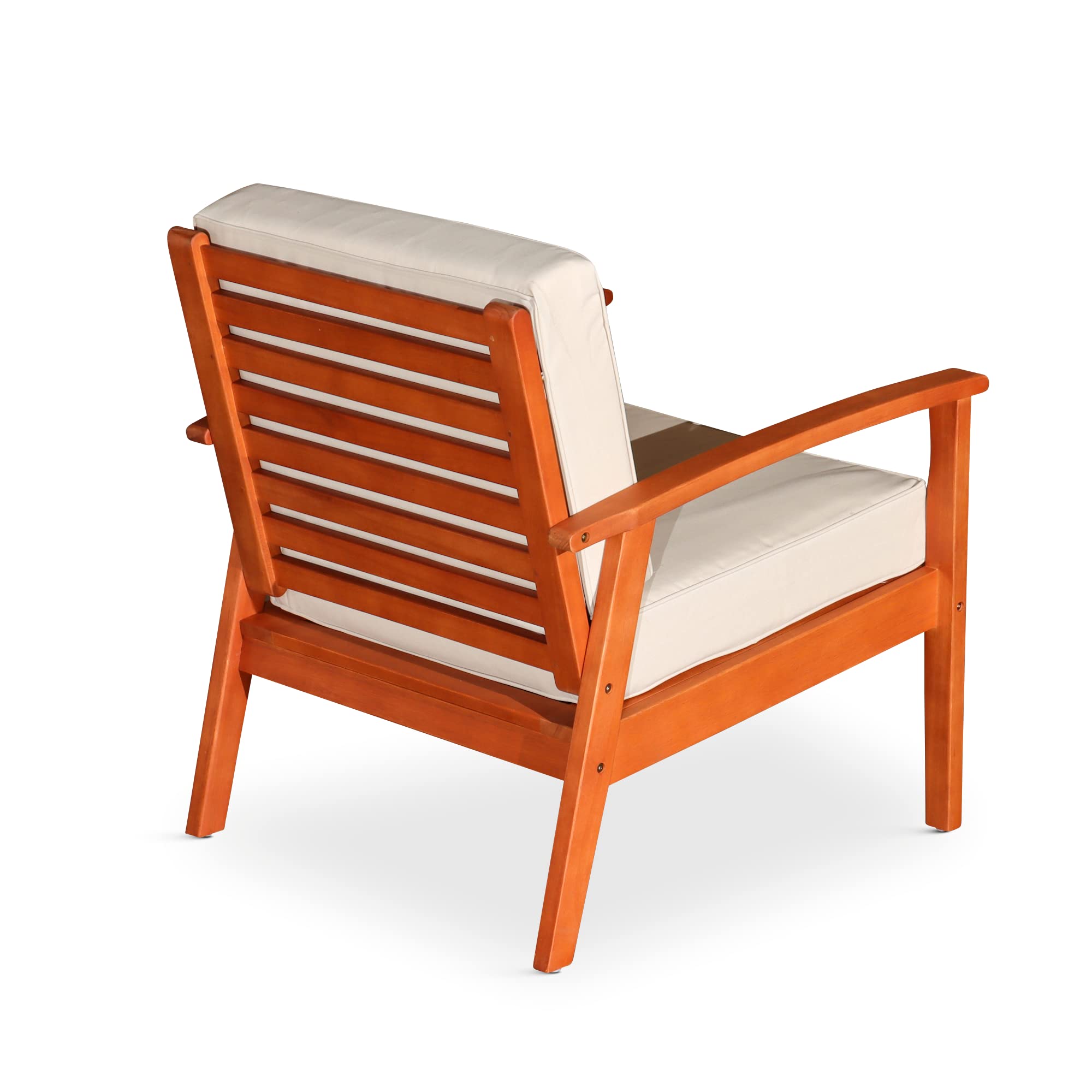 DTY Outdoor Living Longs Peak Deep Seat Eucalyptus Chair - Natural Oil Finish, Sage Cushions - Perfect for Patio, Garden, and Backyard Relaxation