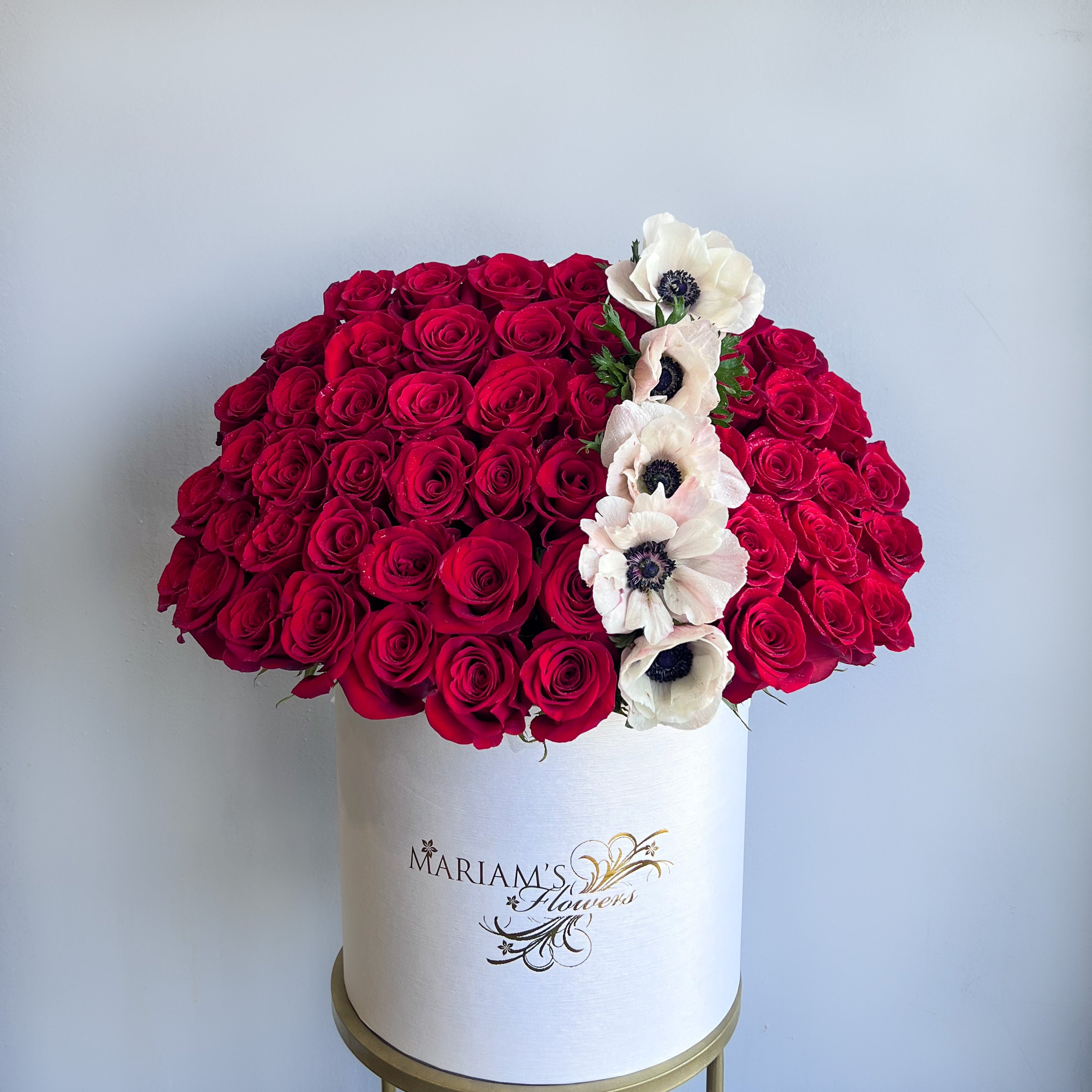 Red Rose Classic Bouquet with Anemones - Fresh Cut Flowers for Weddings, Anniversaries & Romantic Gifts