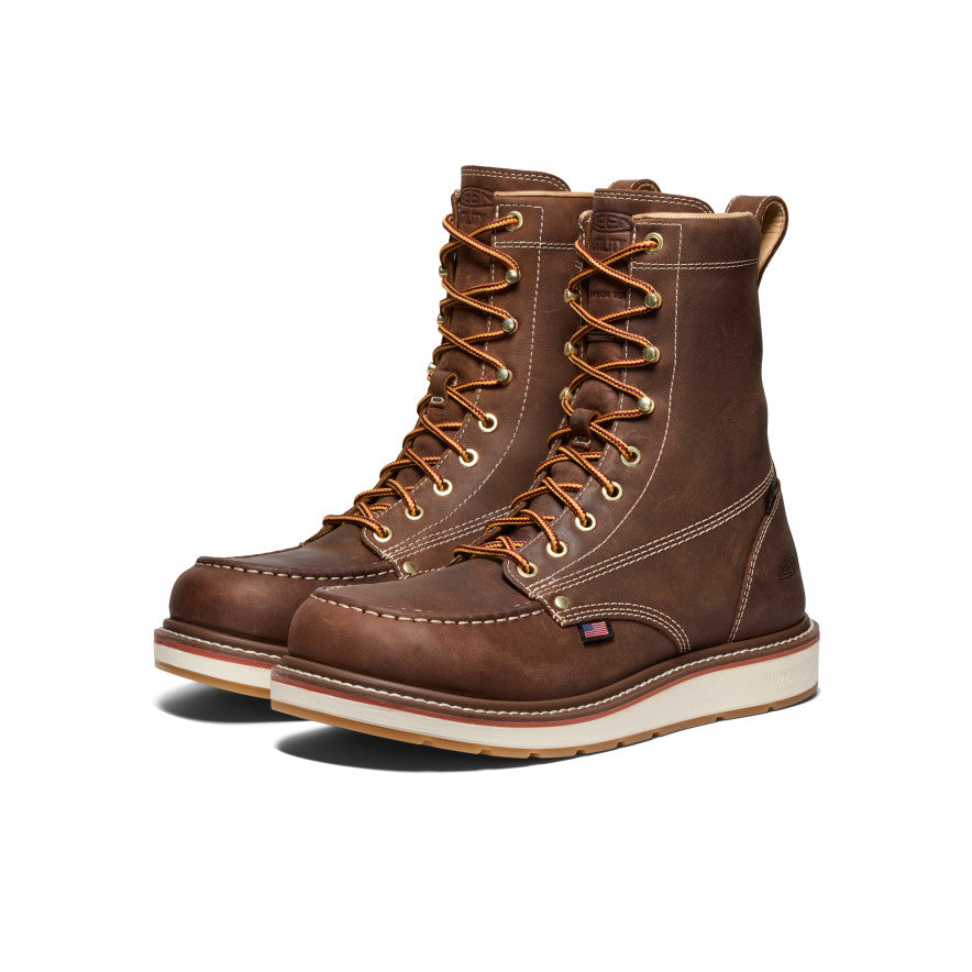 Men's Liberty 8 Waterproof Work Boots with Carbon Toe - Leather Brown/Gum Sole - Durable Safety Shoes for Construction, Hiking & Outdoor Work