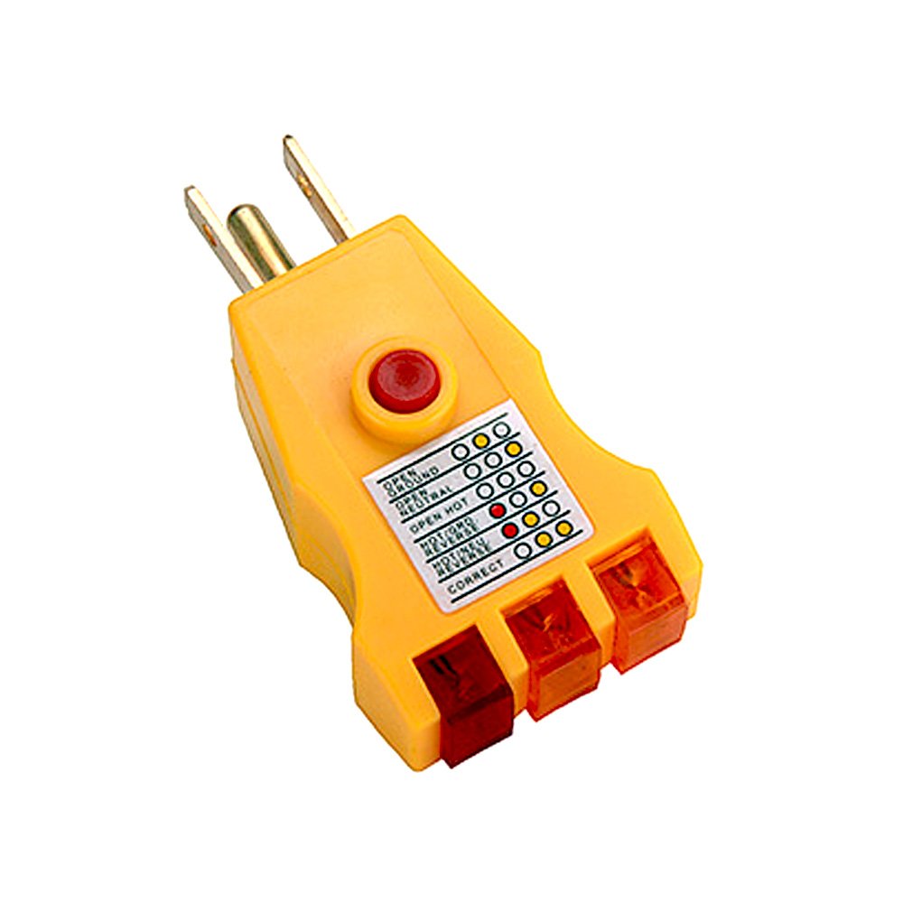 3-Prong AC Outlet Plug Receptacle Tester - Ground Fault Circuit Analyzer for Home & Office Electrical Safety Testing