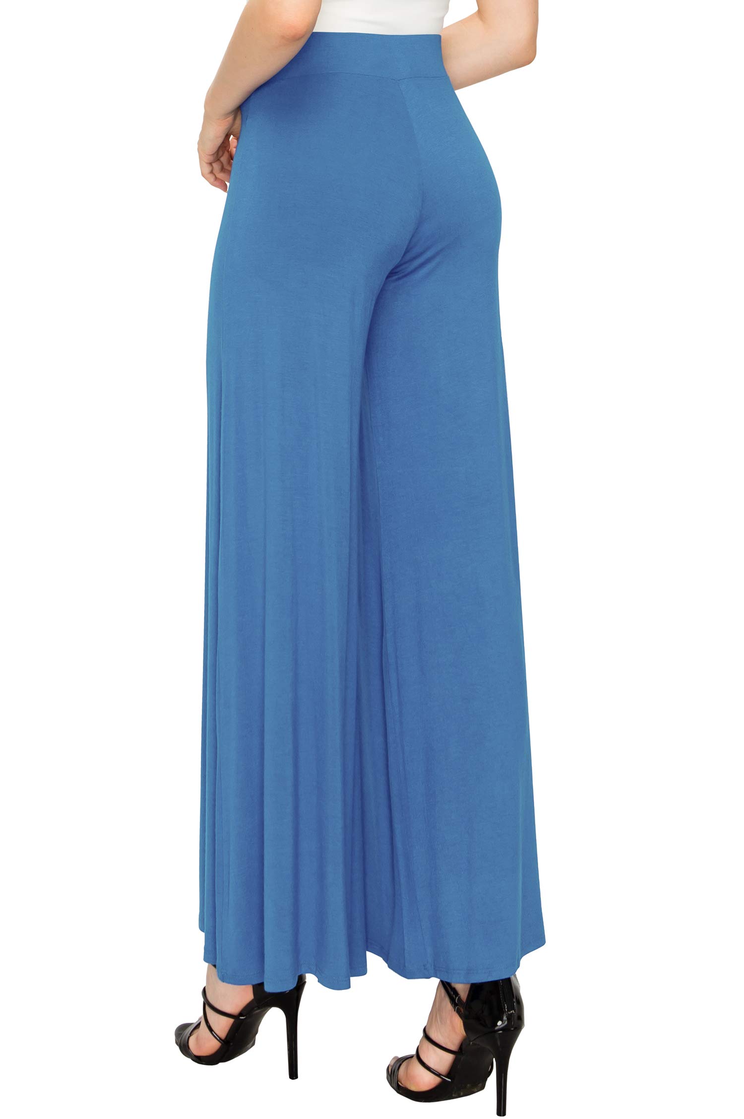 Johnny Women's Solid Color Casual Wide Leg Palazzo Pants - Stretchy Comfort Lounge Pants for Yoga, Travel & Home Wear