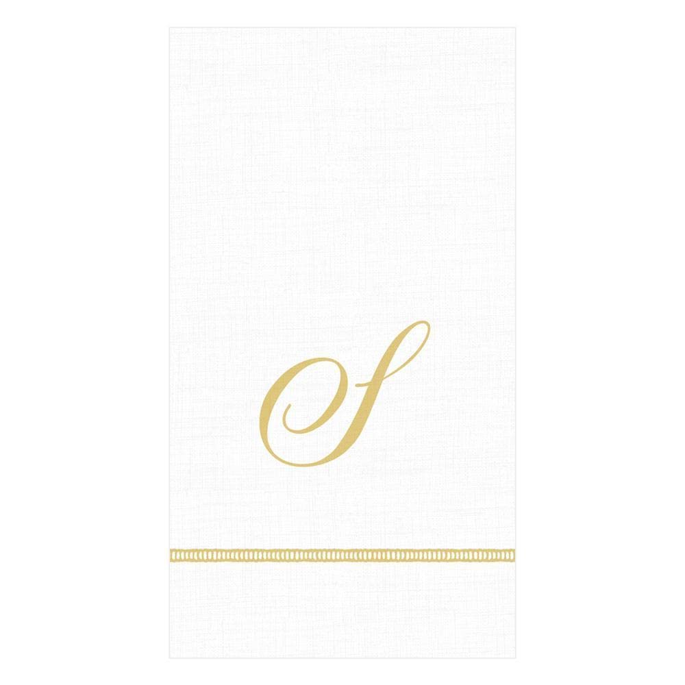Caspari Hemstitch Script Letter S Guest Towel Napkins - Set of 30 Elegant Cocktail Napkins for Parties, Weddings & Home Decor