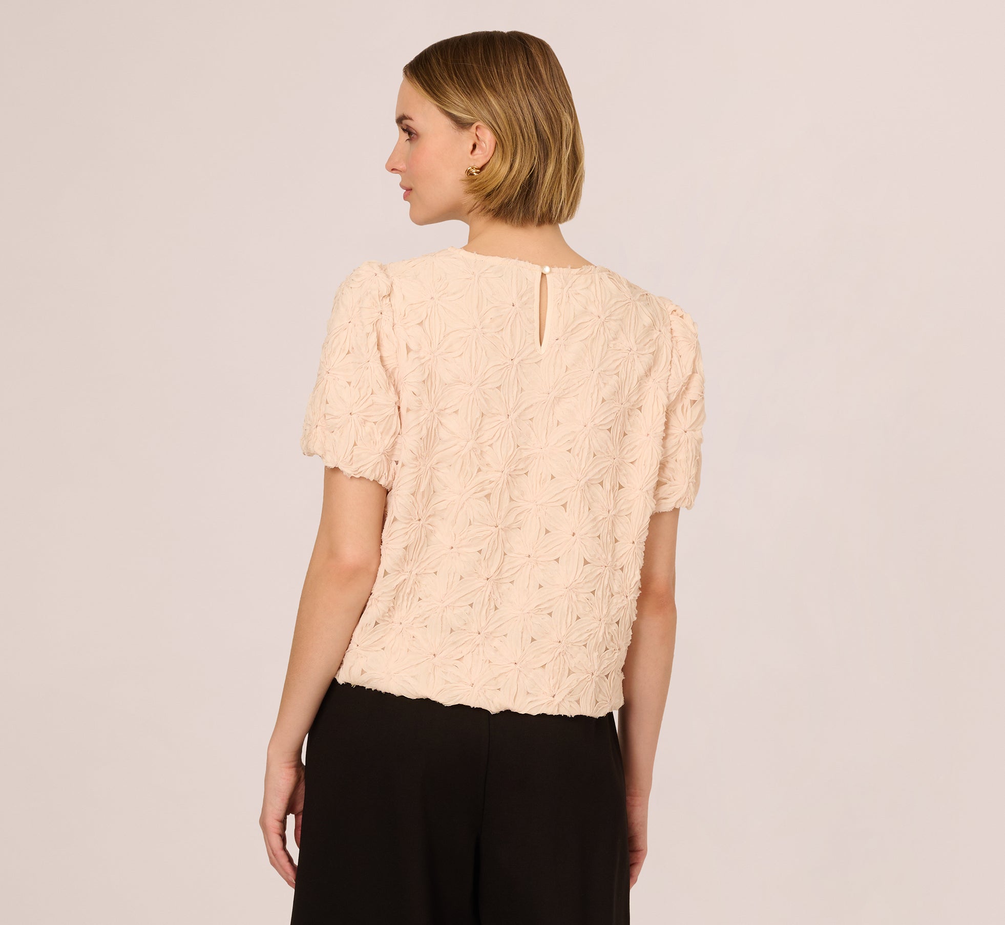 Floral Crochet Short Sleeve Blouse - Boho Beach Top for Women in Sand Dollar | Perfect for Summer Vacations, Beach Outings & Casual Daywear