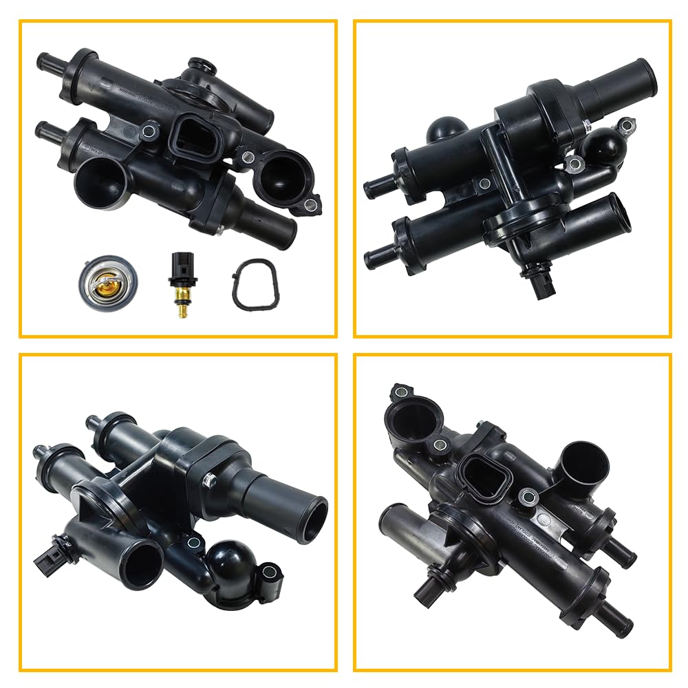 Thermostat Housing Assembly Kit with Sensor - Compatible with Chrysler 200 Sebring, Dodge Avenger Caliber Journey, Jeep Compass Patriot - OE# 68003582AB 902-319 4884571AB 55111016AD - Perfect for Engine Cooling System Repair & Maintenance